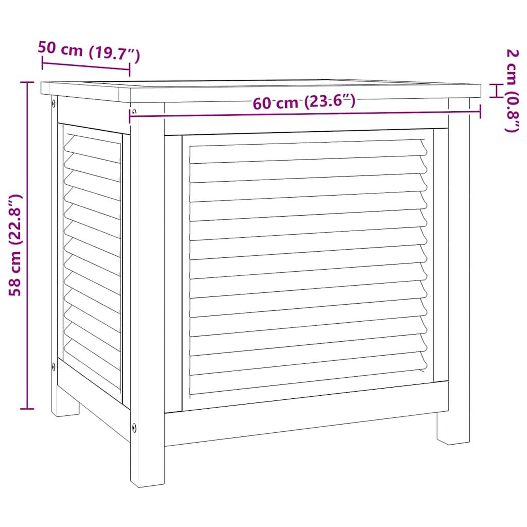 Voir la diapositive 6 : VIDAXL Boîte de rangement de jardin et sac 60x50x58cm bois massif teck