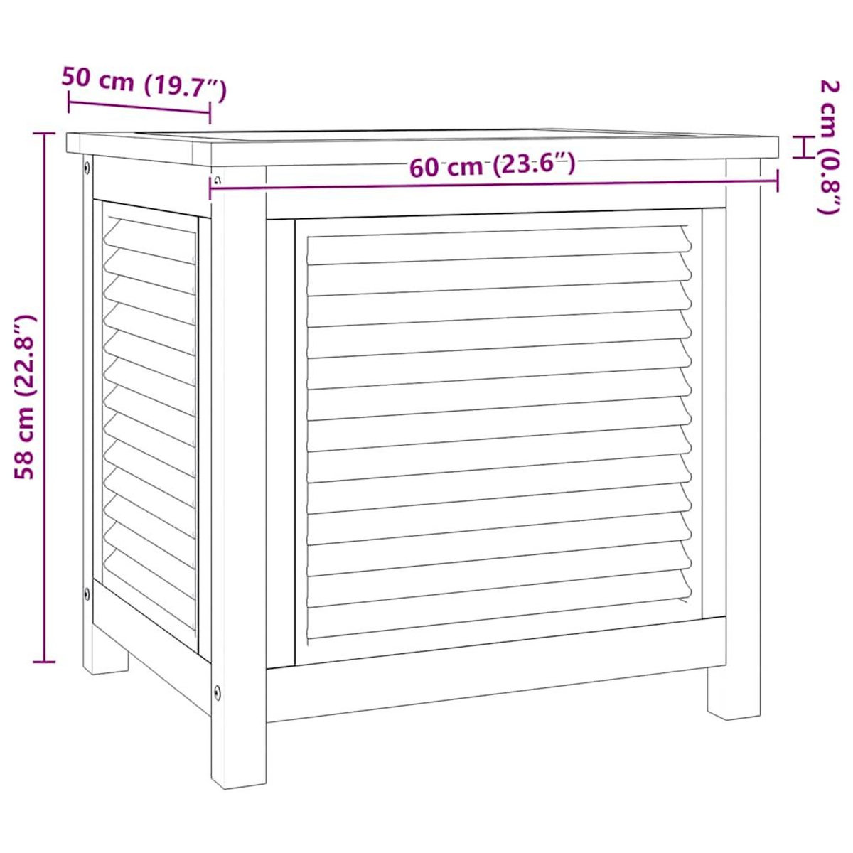 VIDAXL Boîte de rangement de jardin et sac 60x50x58cm bois massif teck