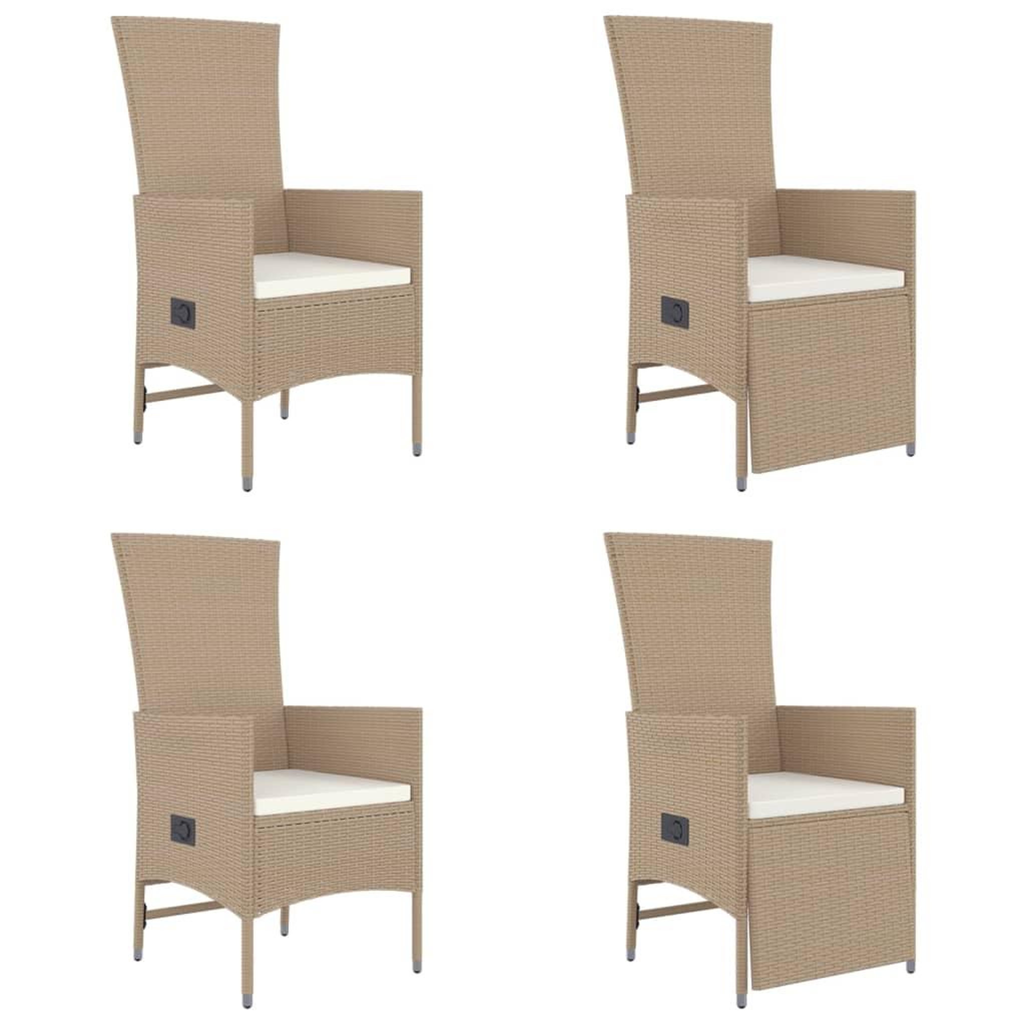 Voir la diapositive 4 : VIDAXL Ensemble a manger de jardin avec coussins 5pcs Beige poly rotin