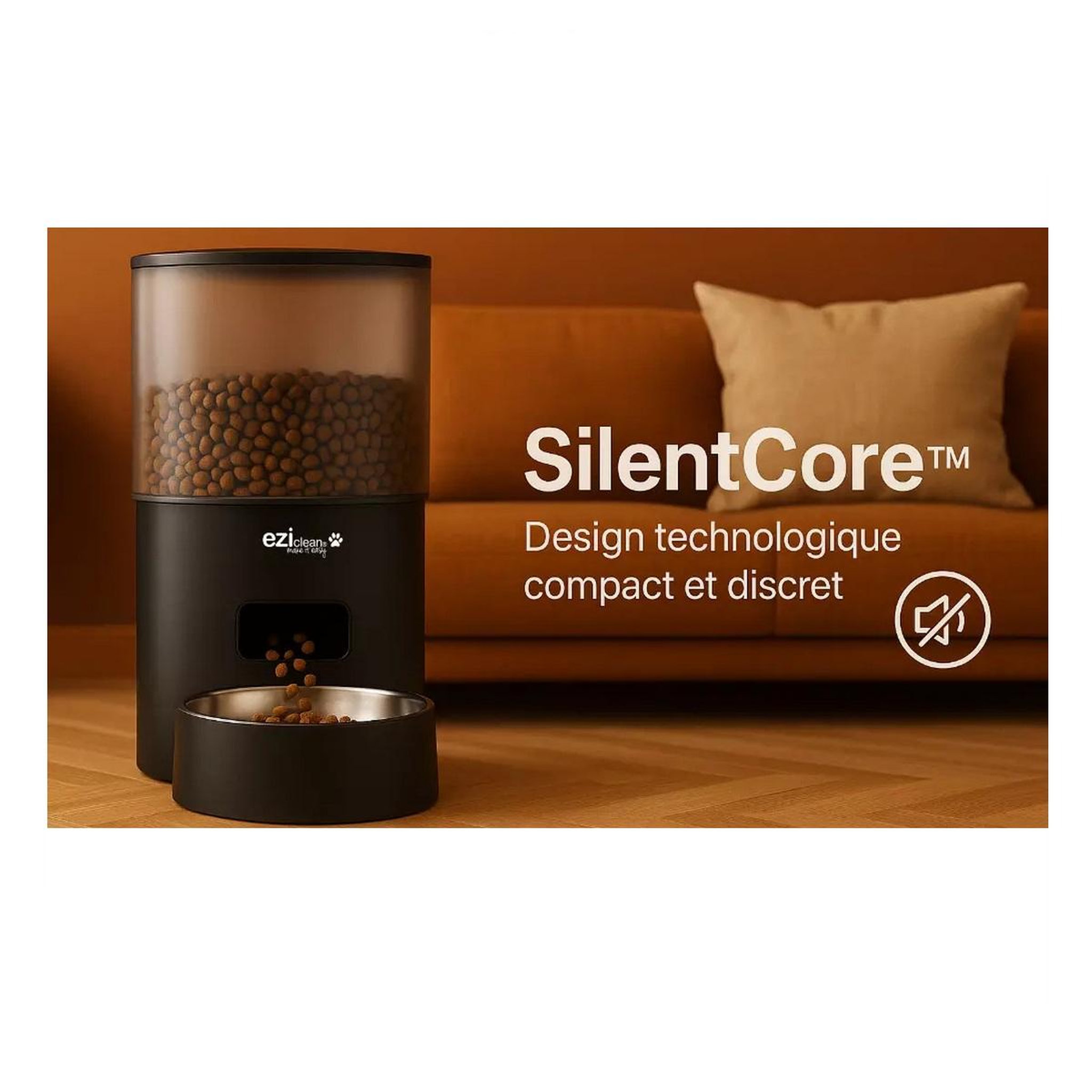 Voir la diapositive 5 : EZICLEAN Distributeur de croquettes + fontaine à eau 5w noir - nutribotconnectx