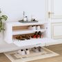 Voir la diapositive 3 : VIDAXL Armoire a chaussures murale Blanc 100x35x38cm Bois d'ingenierie