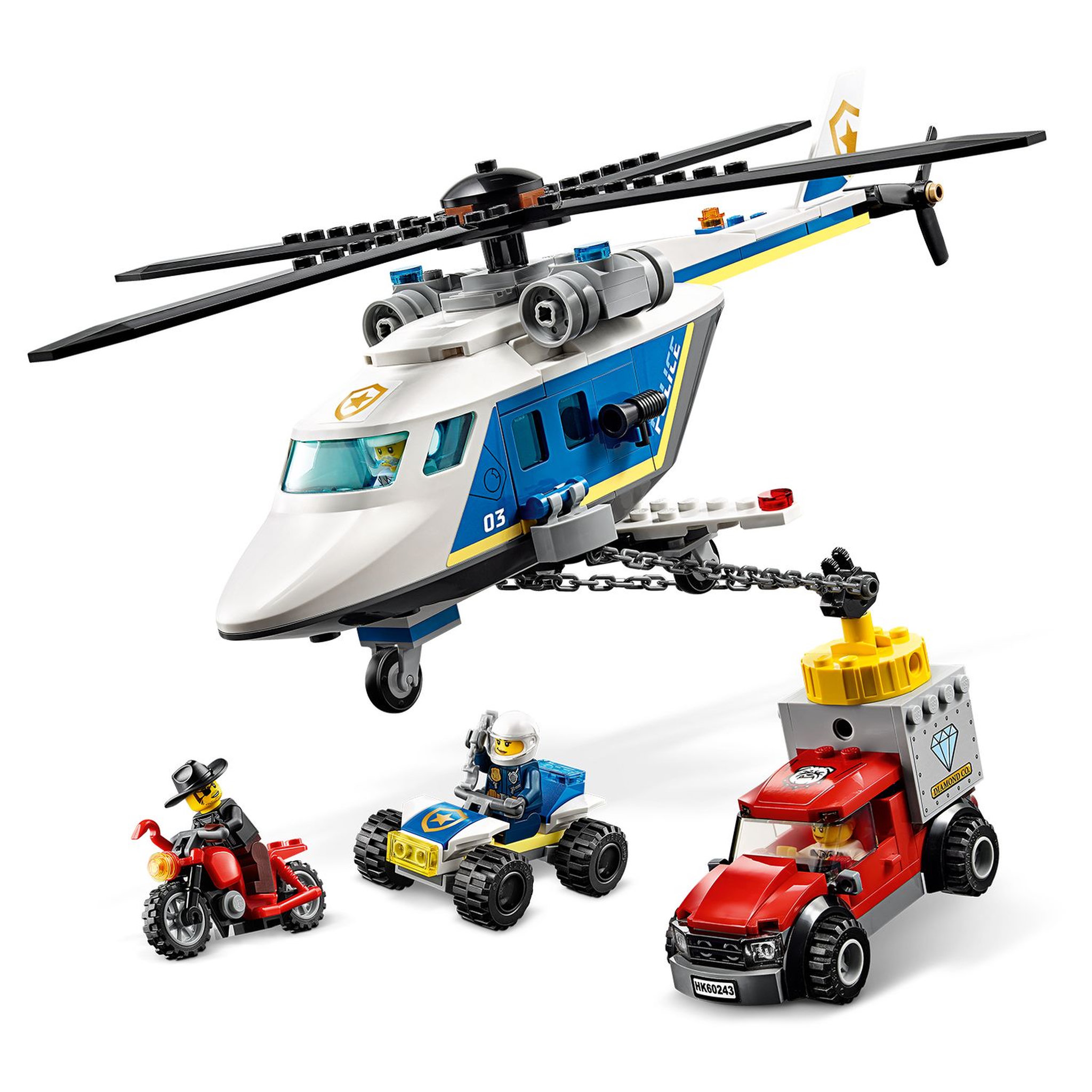 Voir la diapositive 6 : LEGO City 60243 L'Arrestation en Hélicoptère, Jouet, Moto et Camion, Minifigurine Policier