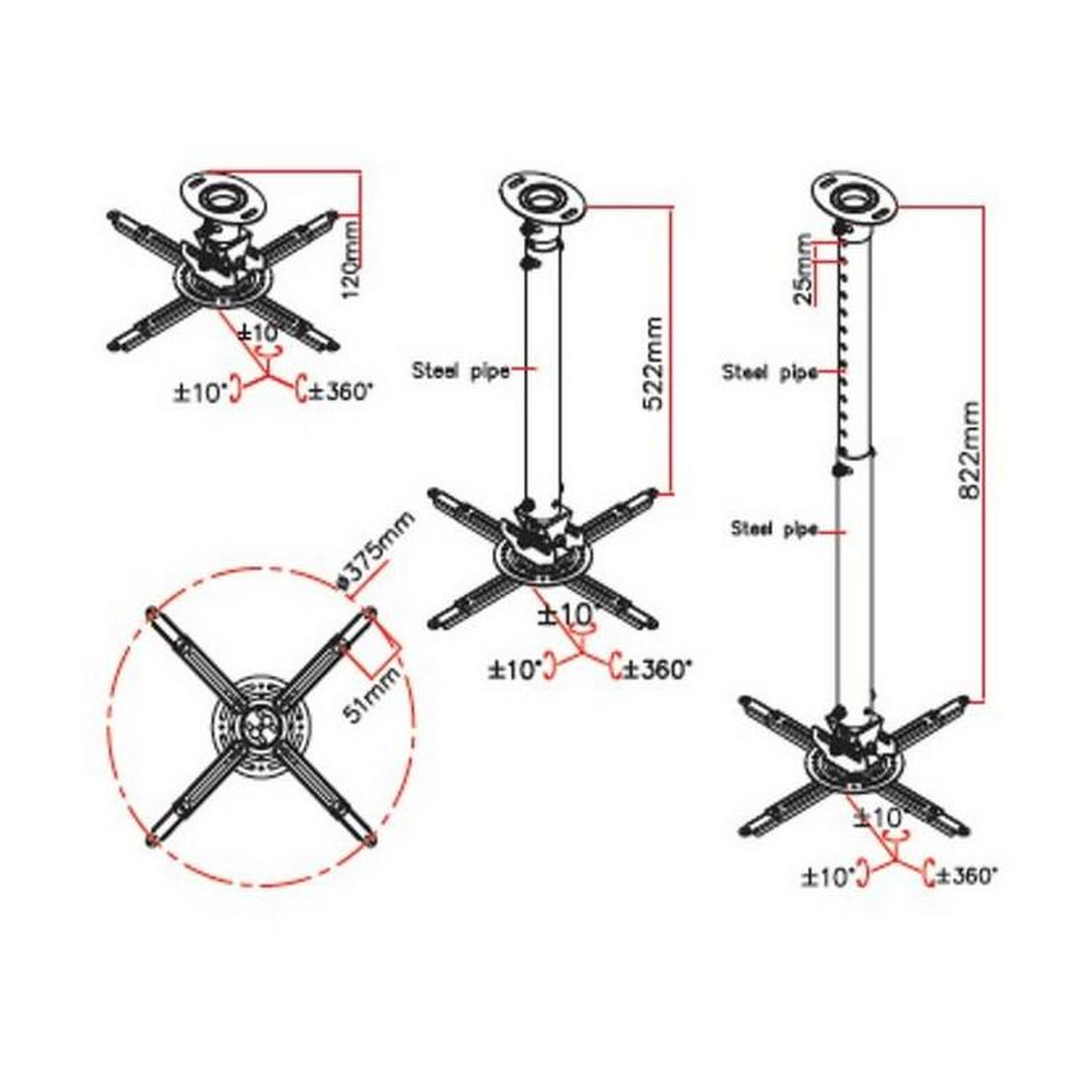 Voir la diapositive 2 : MBG FRANCE Support plafond universel pour vidéoprojecteur - 41746