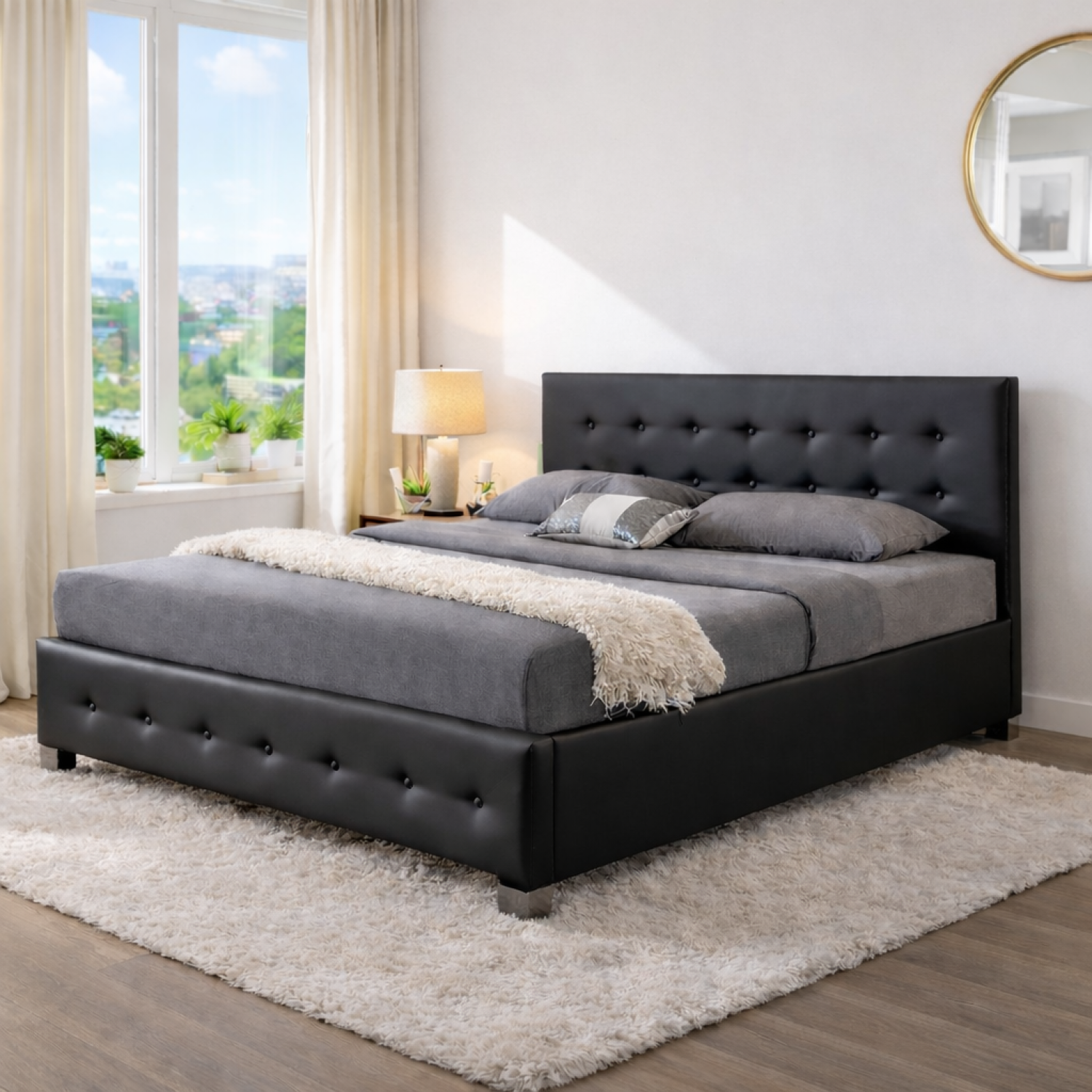 Voir la diapositive 3 : CONCEPT USINE Lit coffre 140 x 190 cm noir newington
