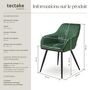 Voir la diapositive 6 : tectake Chaise de salle à manger en velours matelassée et capitonnée vert foncé/noir Lot de 2