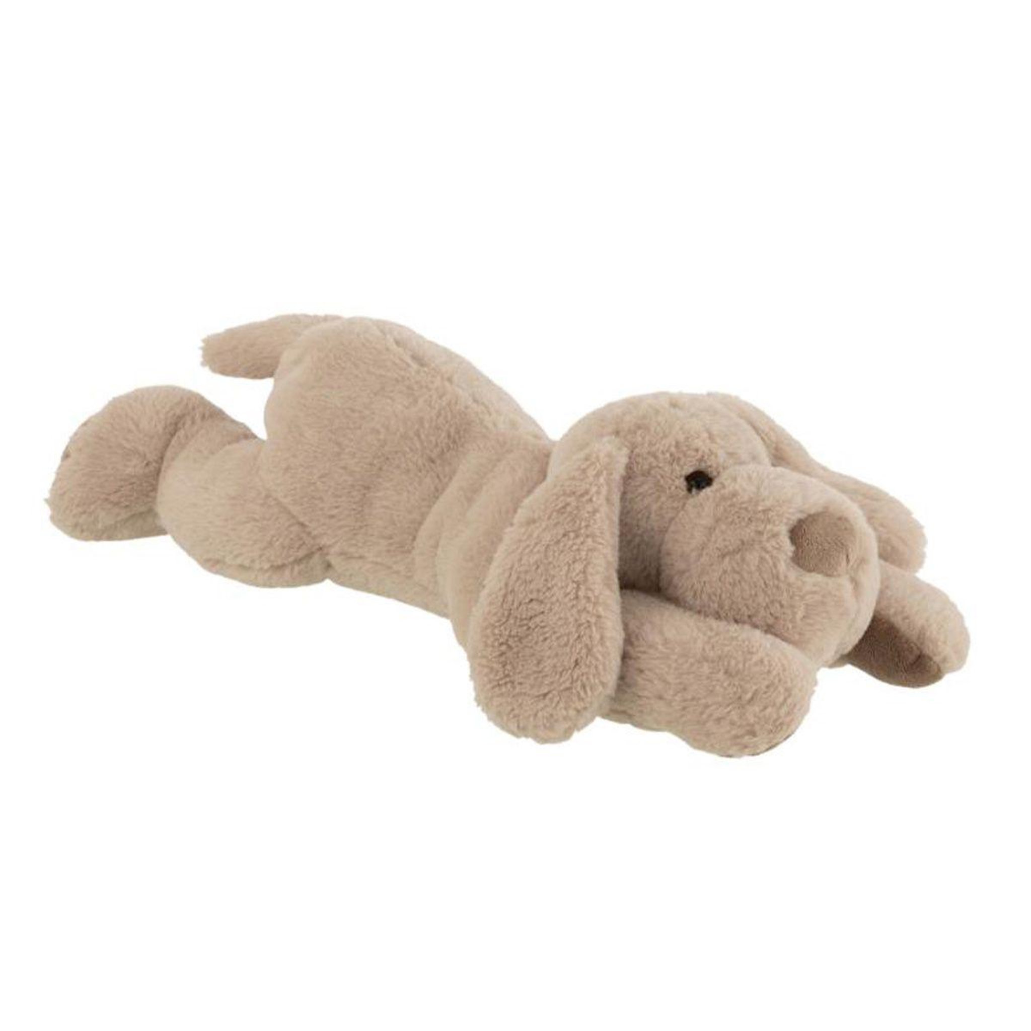 J-LINE Peluche enfant chien couché  walter  50cm beige