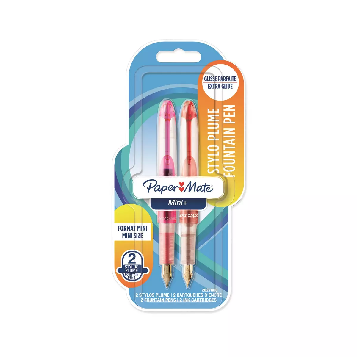  Lot de 2 minis stylos plume Orange et Rose