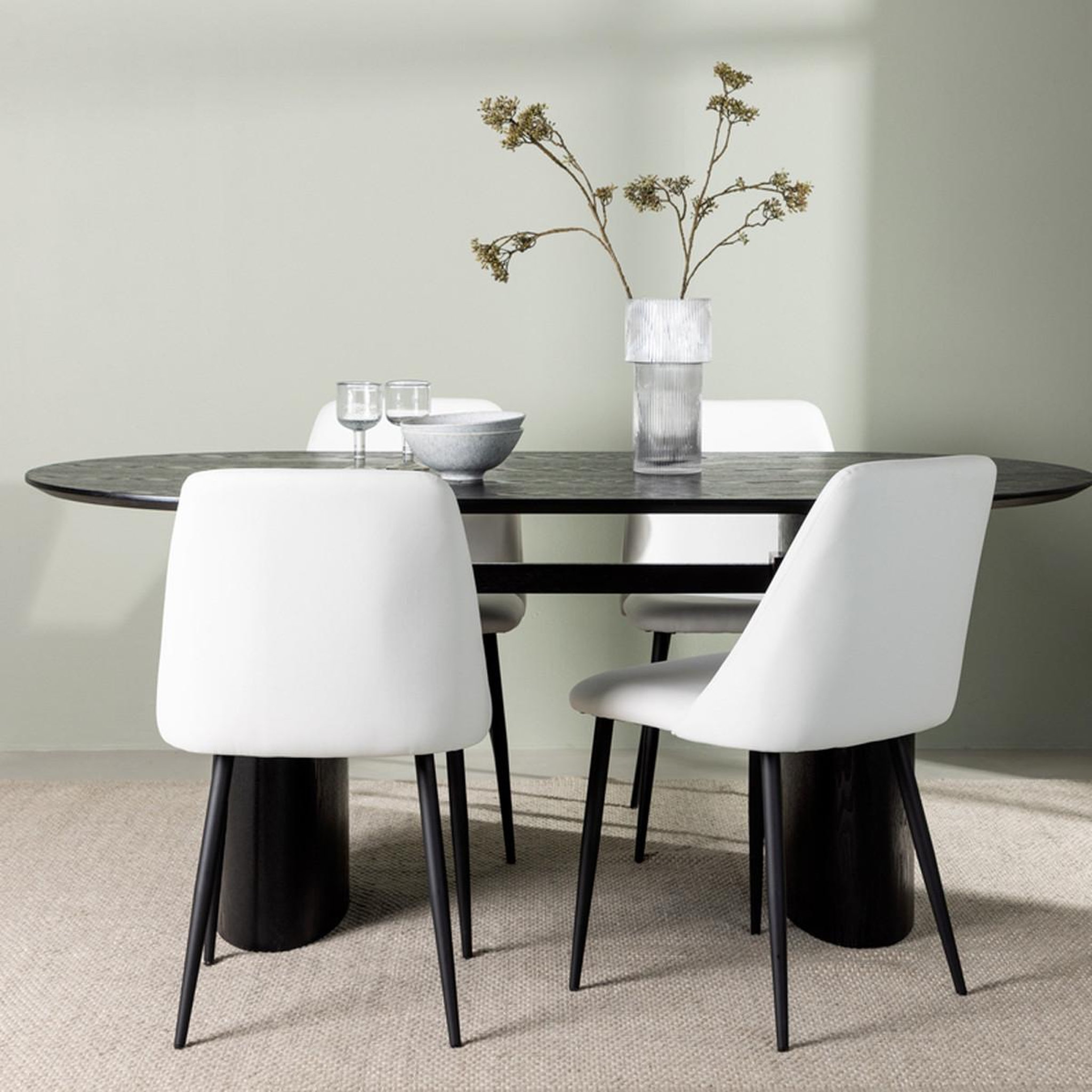 Voir la diapositive 5 : Paris Prix Ensemble table à manger & 4 chaises  isolde & night  180cm noir & blanc