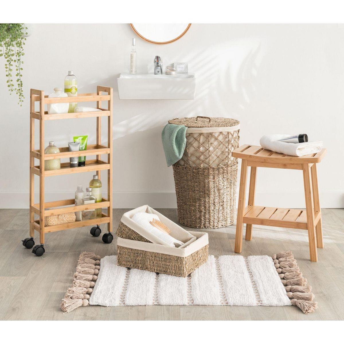 FIVE Tapis à pompons pour salle de bain