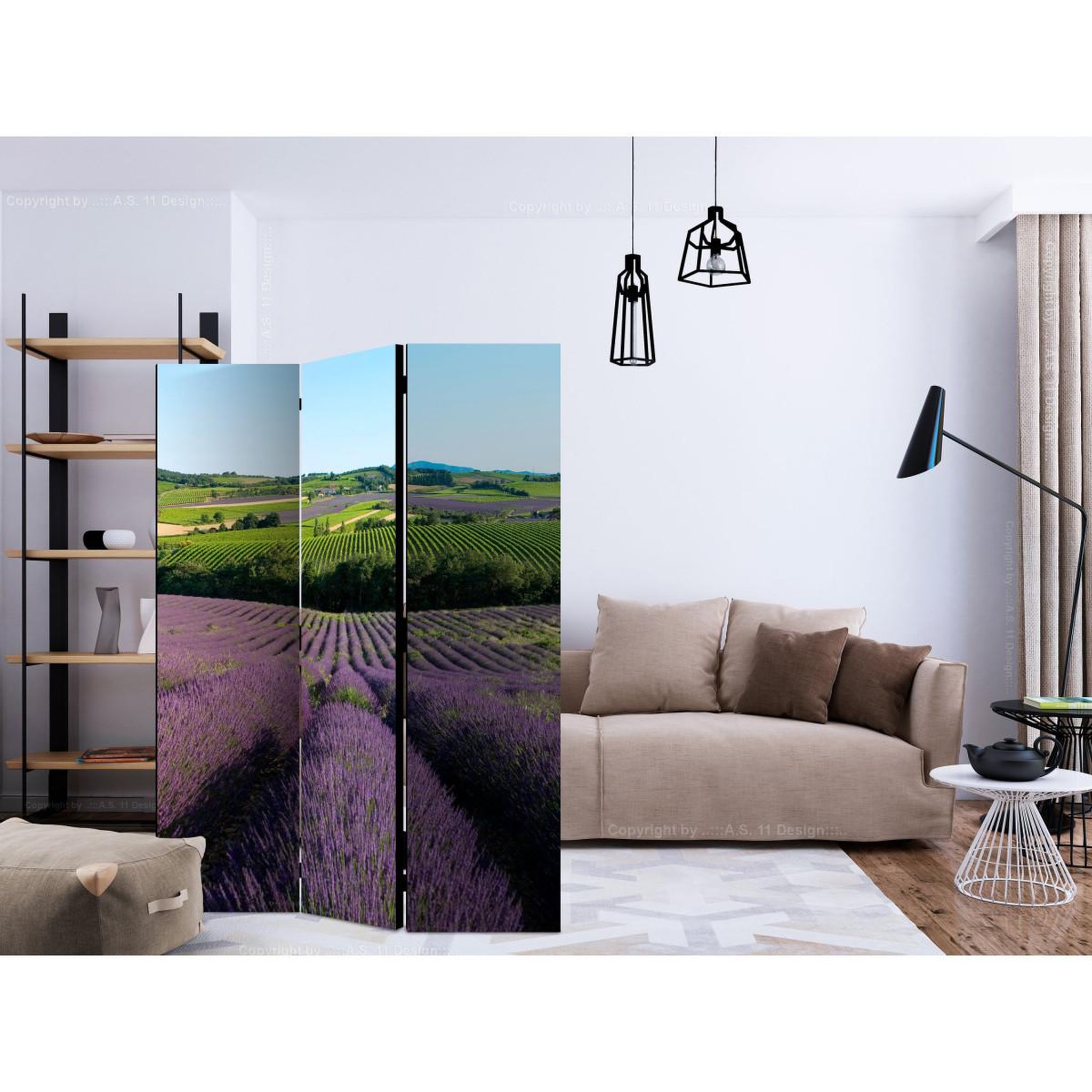 Voir la diapositive 2 : Paris Prix Paravent 3 volets  lavender fields  135x172cm