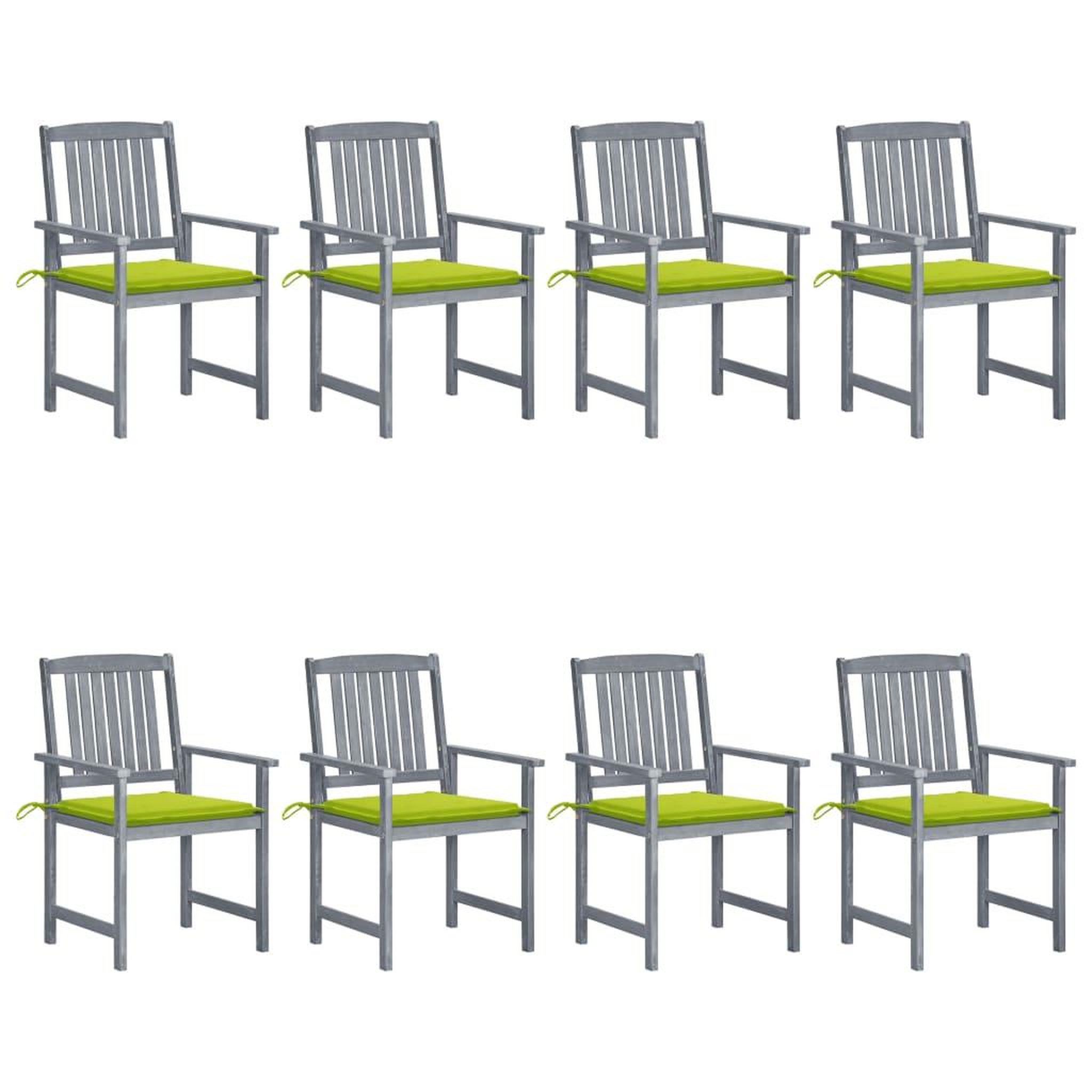 Voir la diapositive 1 : VIDAXL Chaises de jardin et coussins lot de 8 Bois acacia solide Gris