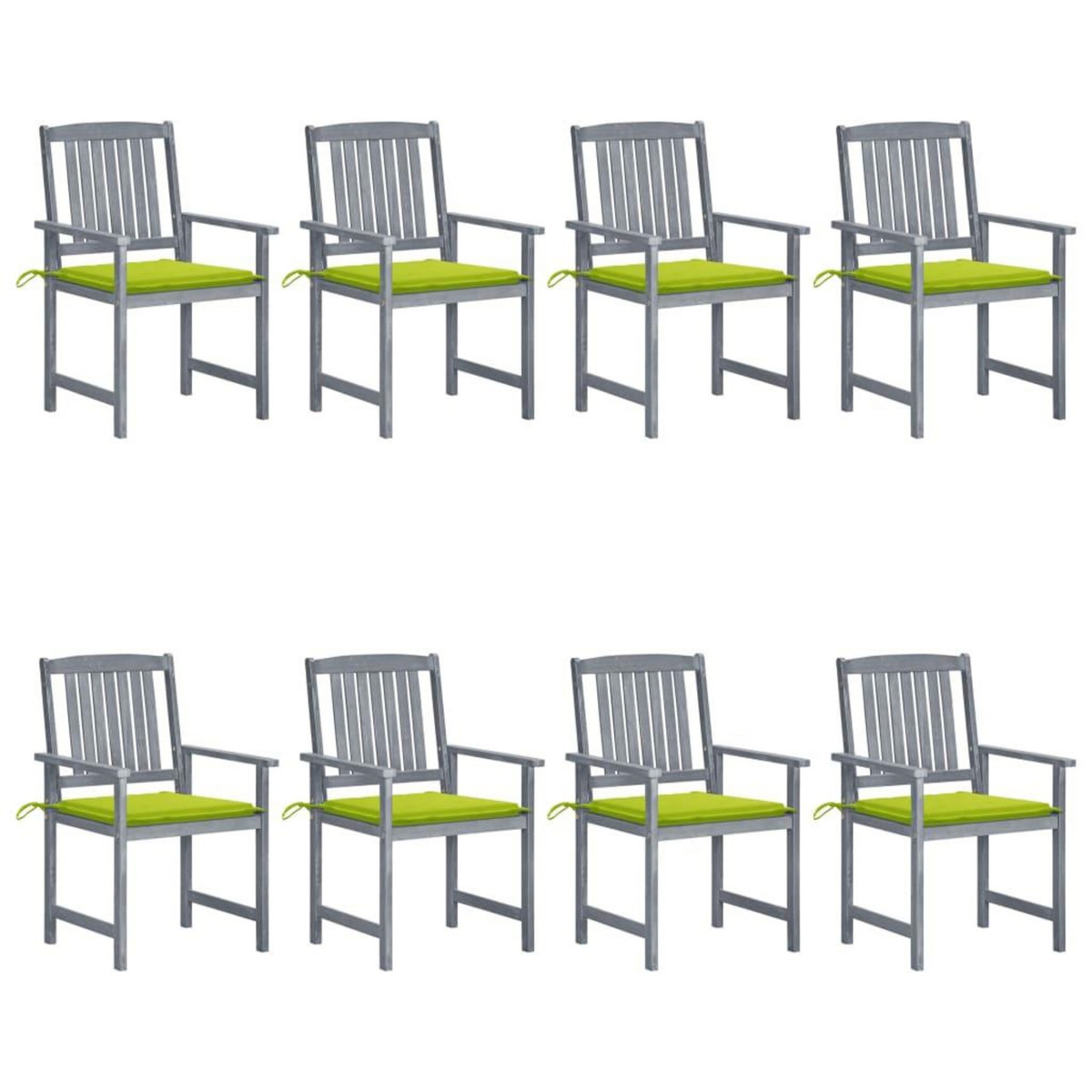 VIDAXL Chaises de jardin et coussins lot de 8 Bois acacia solide Gris