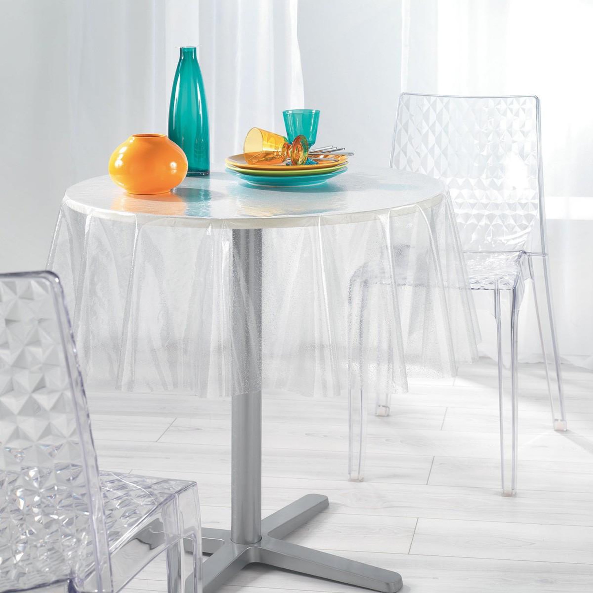 Douceur d'Intérieur Nappe ronde cristal  paillette  140cm transparent