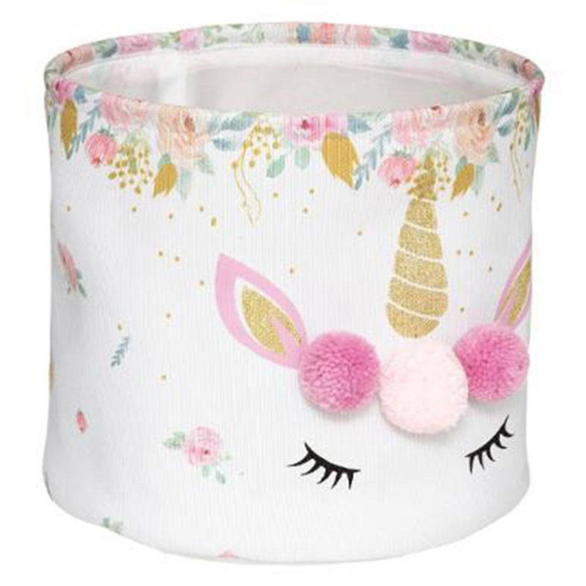  Lot de 2 Paniers Déco Enfant  Licorne  30cm Blanc