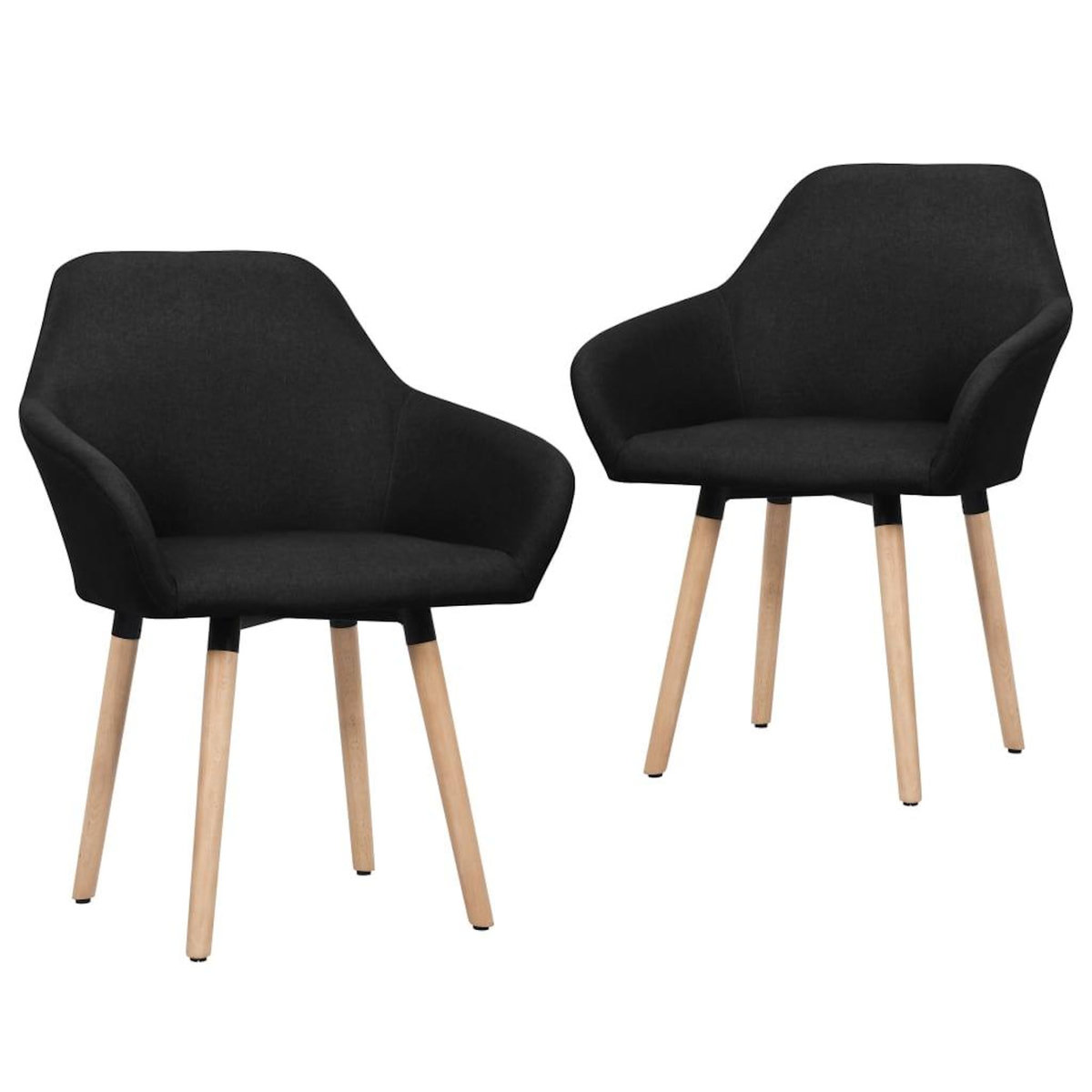 VIDAXL Chaises a manger lot de 2 noir tissu