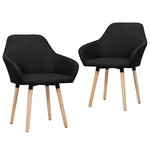 VIDAXL Chaises a manger lot de 2 noir tissu