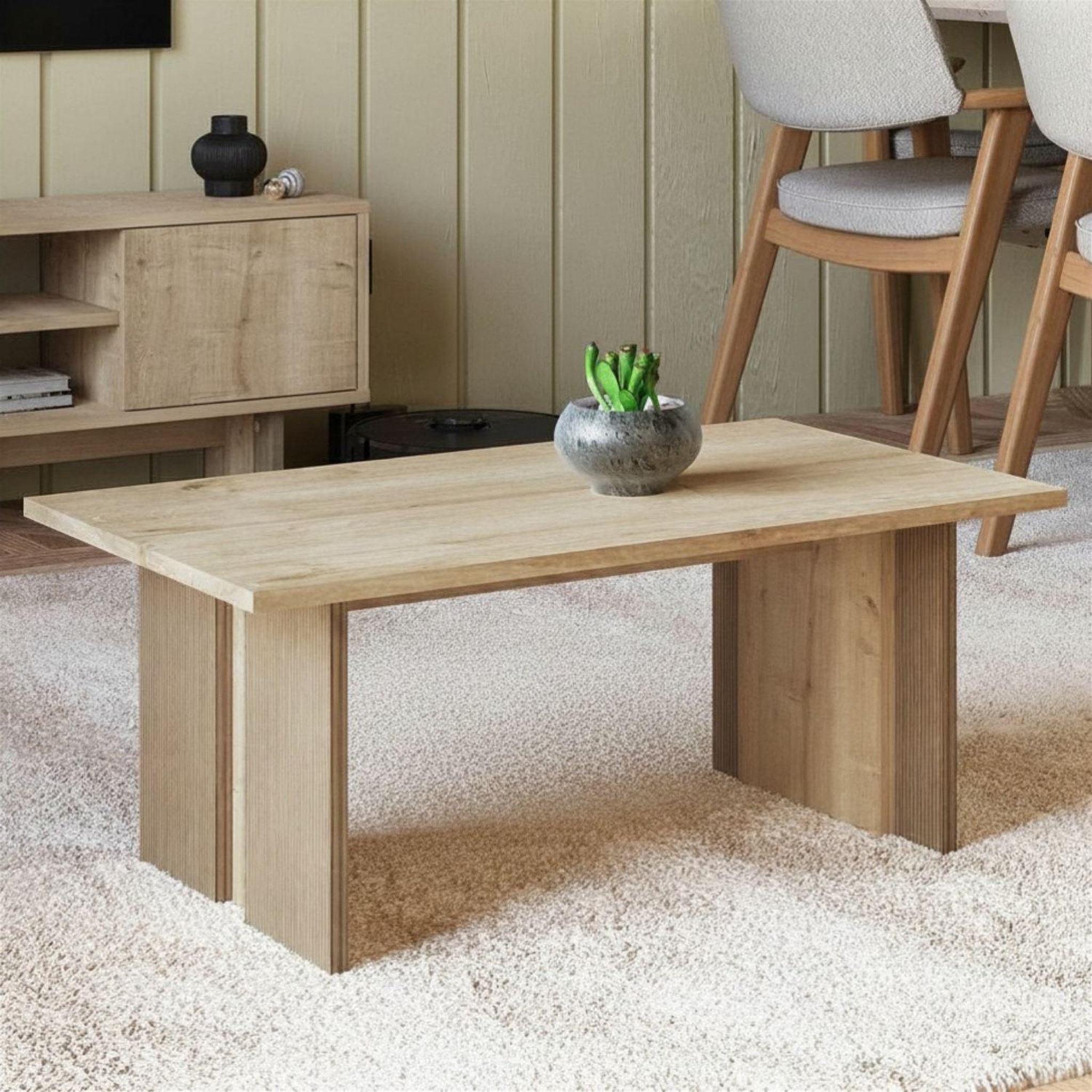 Voir la diapositive 4 : Habitat et Jardin Table basse en bois  ravello  - 90 x 50 x 40 cm - beige