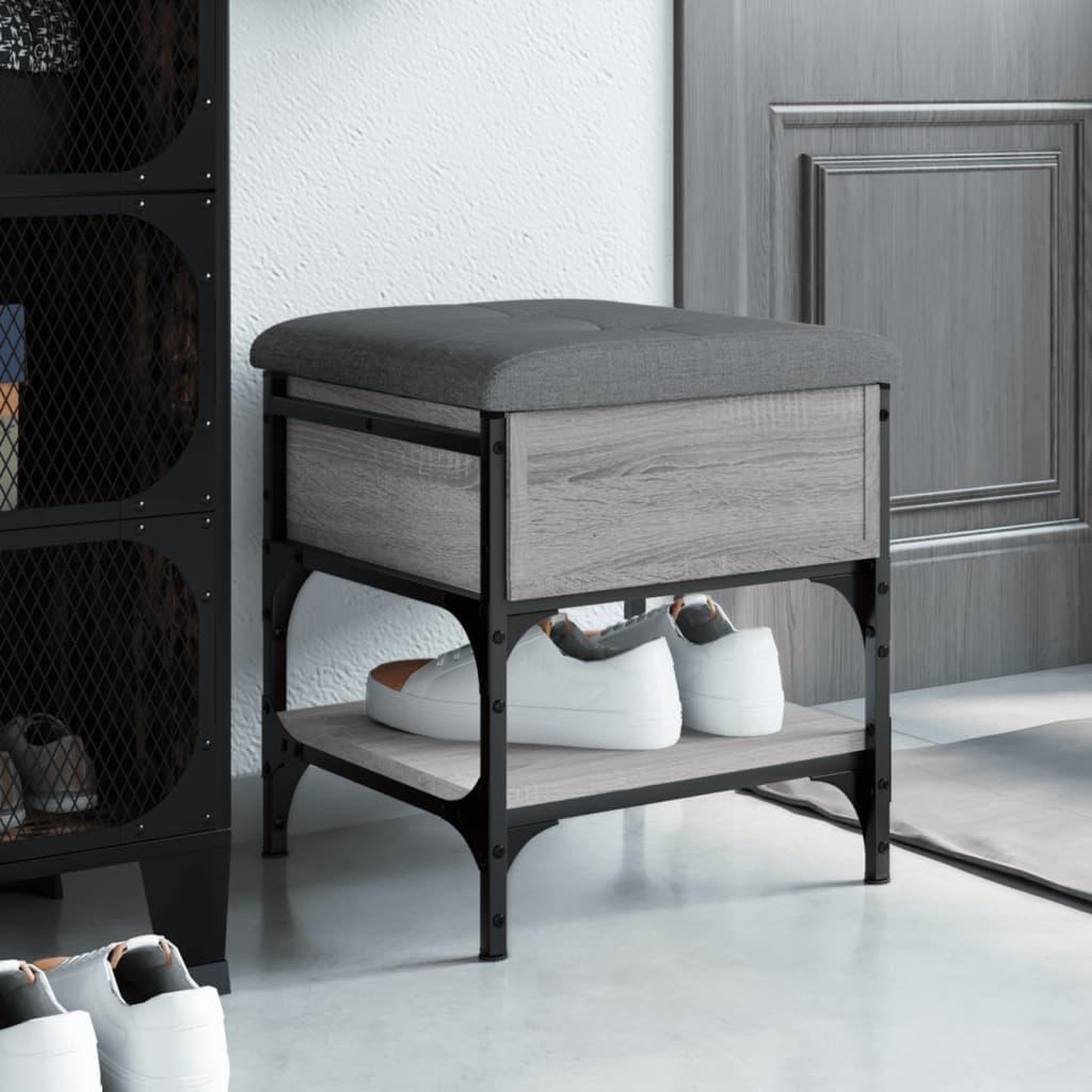 VIDAXL Banc a chaussures sonoma gris 42x42x45 cm bois d'ingenierie
