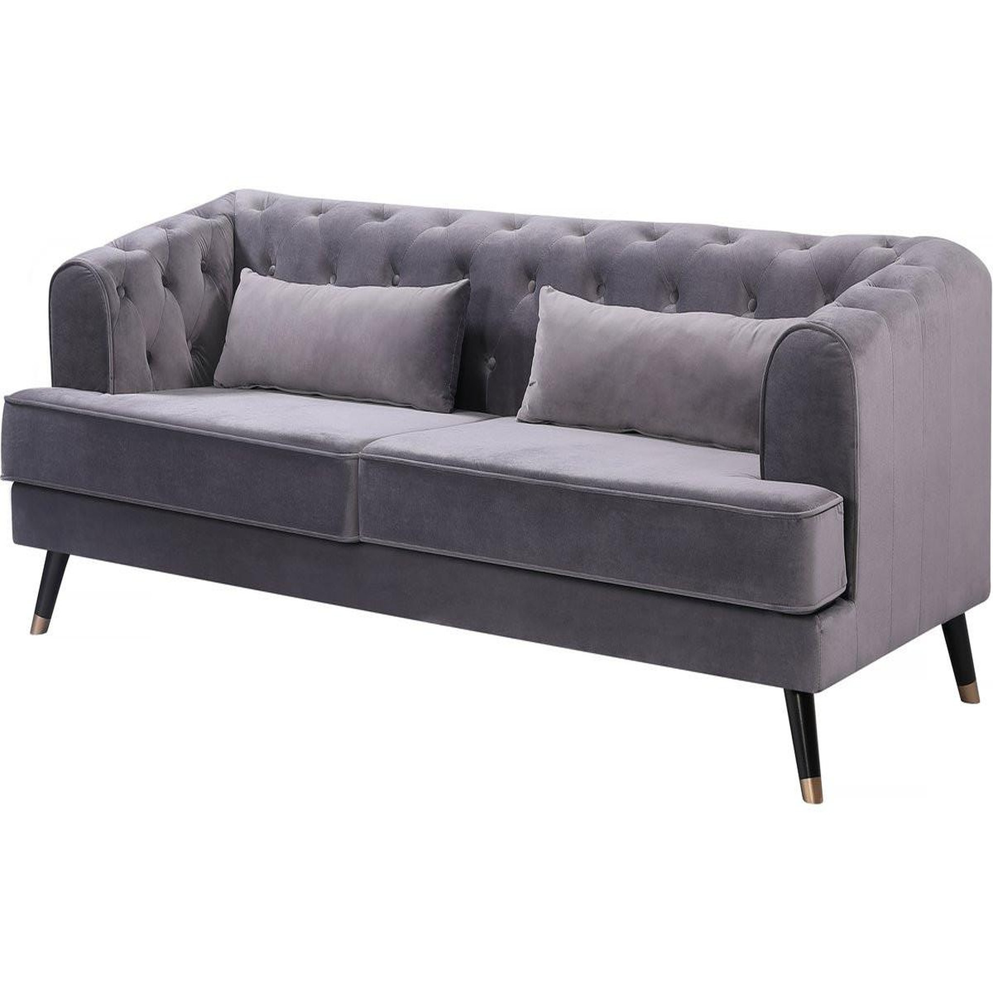 Habitat et Jardin Canapé fixe en velours  gloria  - 216 x 86 x 76 cm - 3 places - gris
