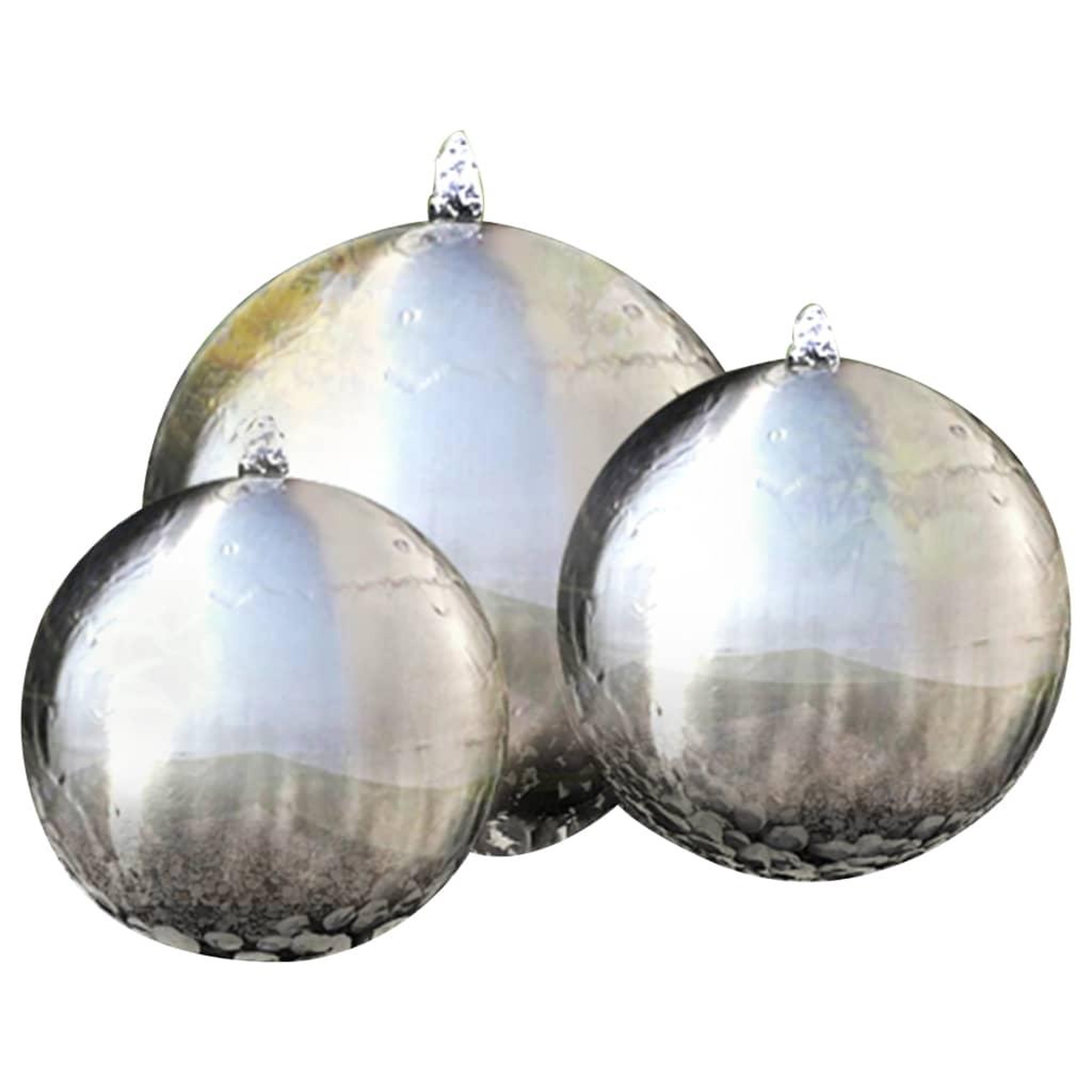Voir la diapositive 1 : VIDAXL 3 pcs spheres de fontaine de jardin avec led acier inoxydable