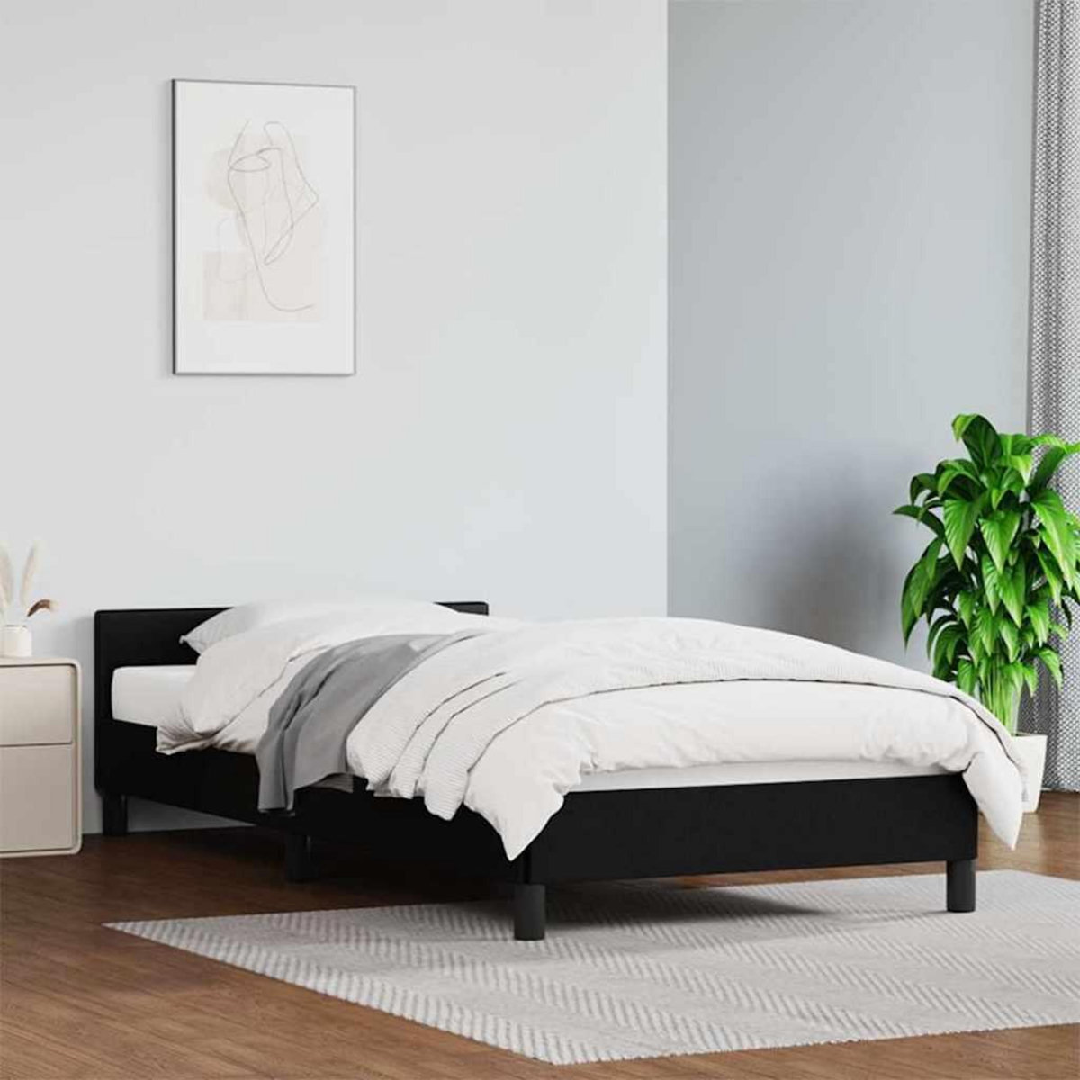 VIDAXL Cadre de lit avec tete de lit sans matelas noir 90x200 cm