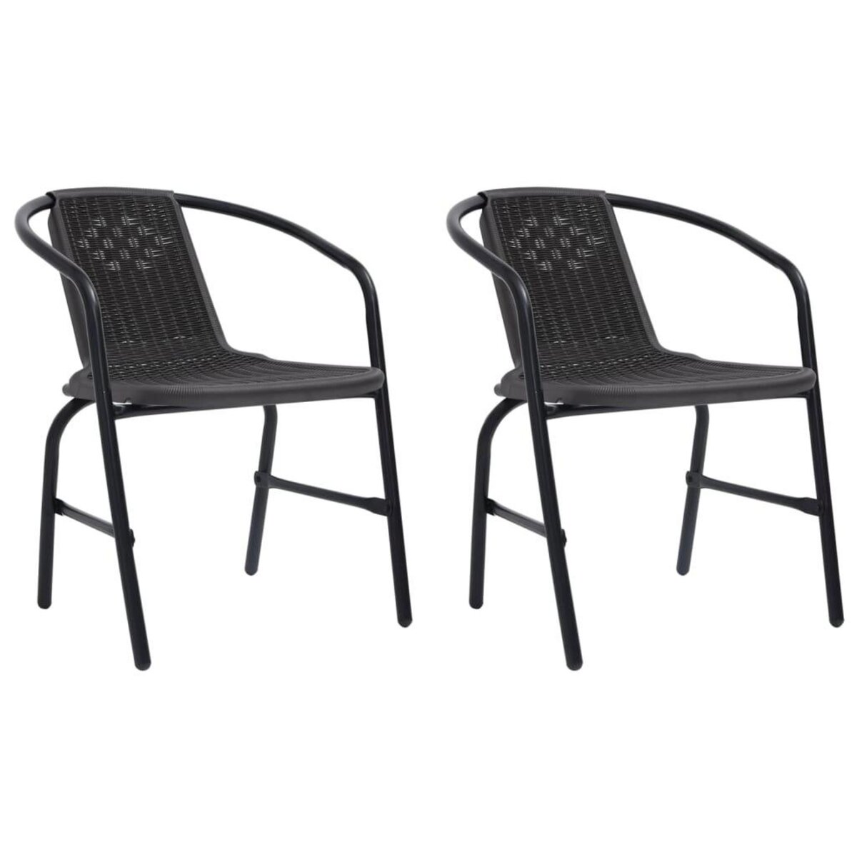 VIDAXL Chaises de jardin lot de 2 Plastique Rotin et acier 110 kg
