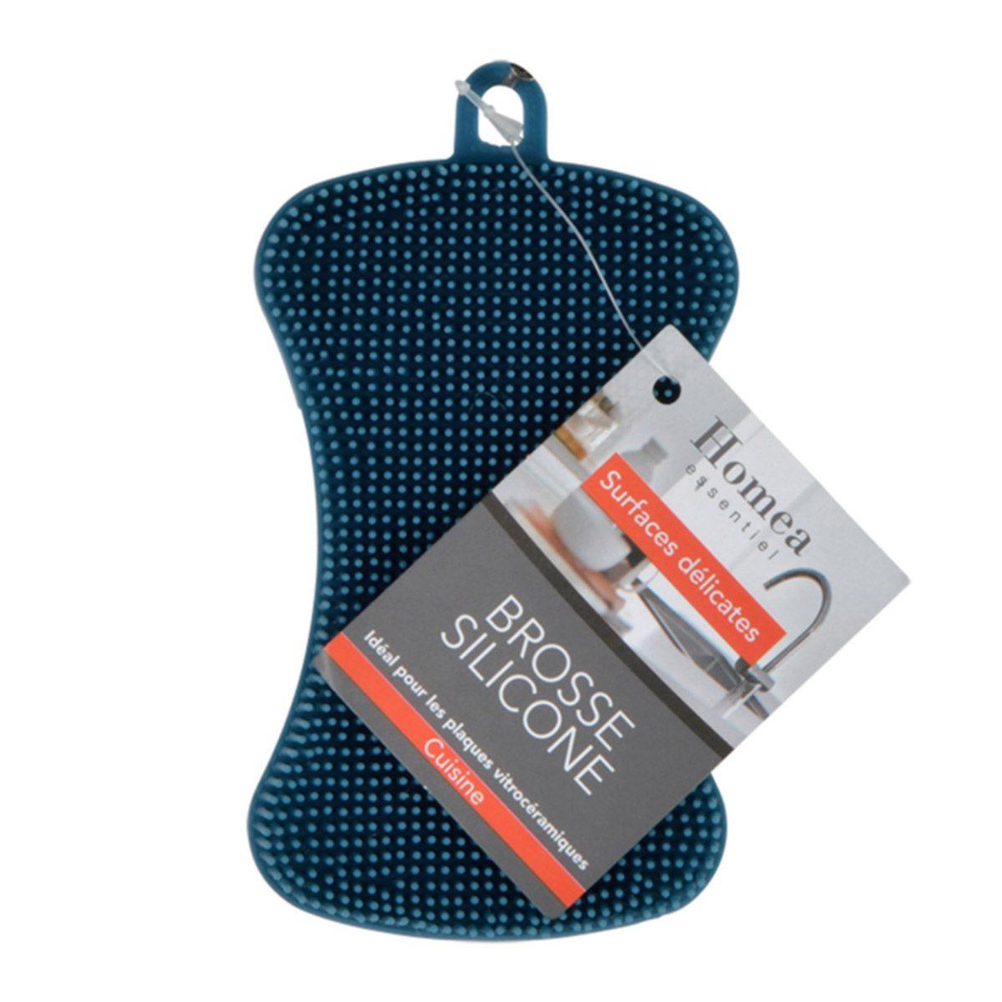 Voir la diapositive 2 : HOMEA Brosse silicone  souple  11cm bleu paon