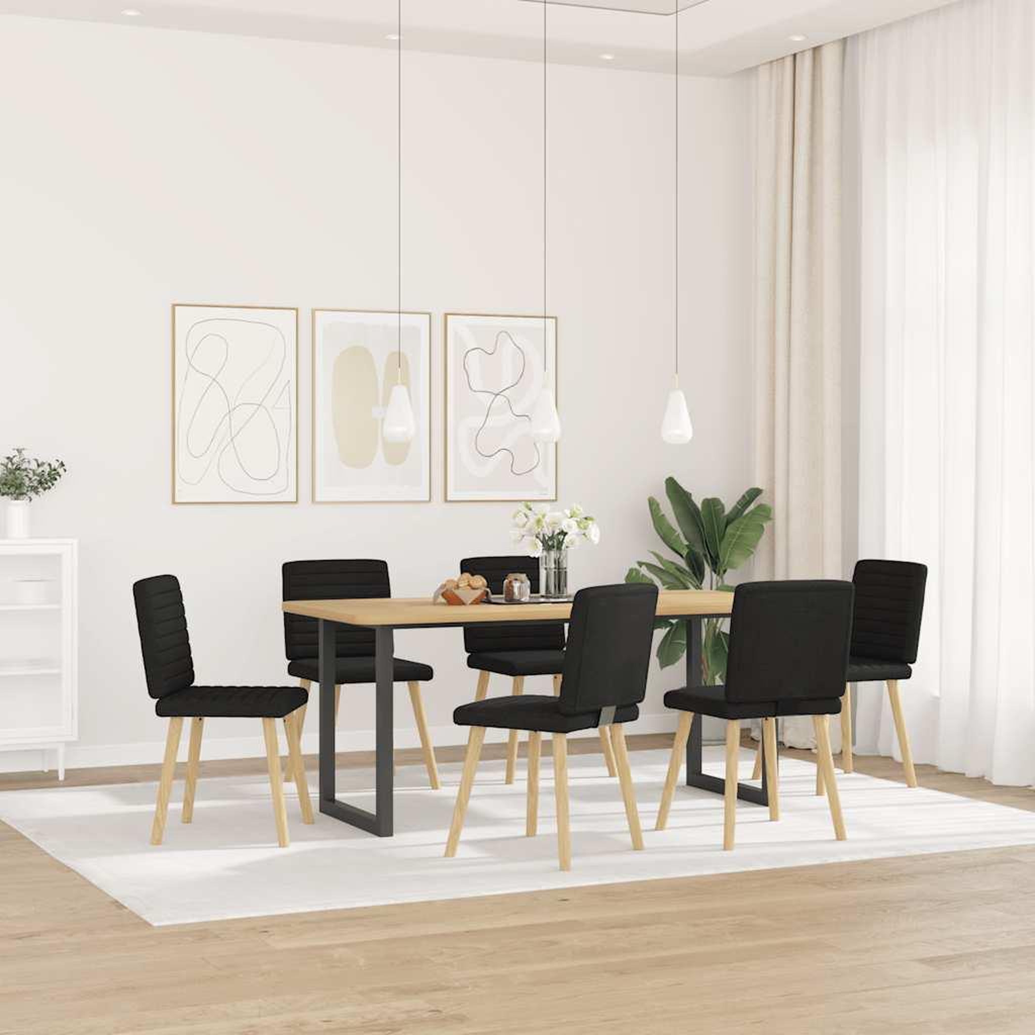 Voir la diapositive 2 : VIDAXL Chaises a manger lot de 6 noir tissu