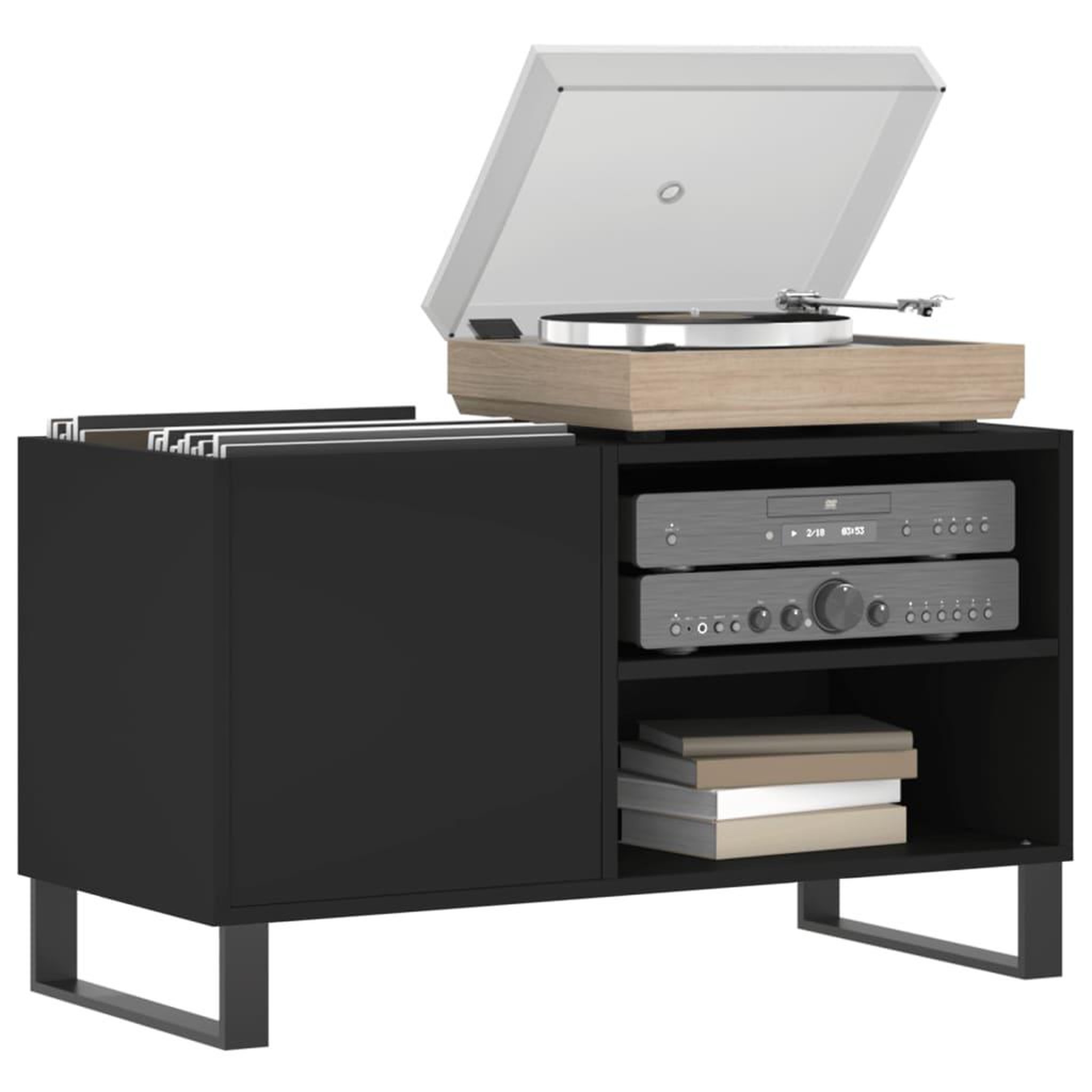 Voir la diapositive 3 : VIDAXL Armoire a disques noir 85x38x48 cm bois d'ingenierie