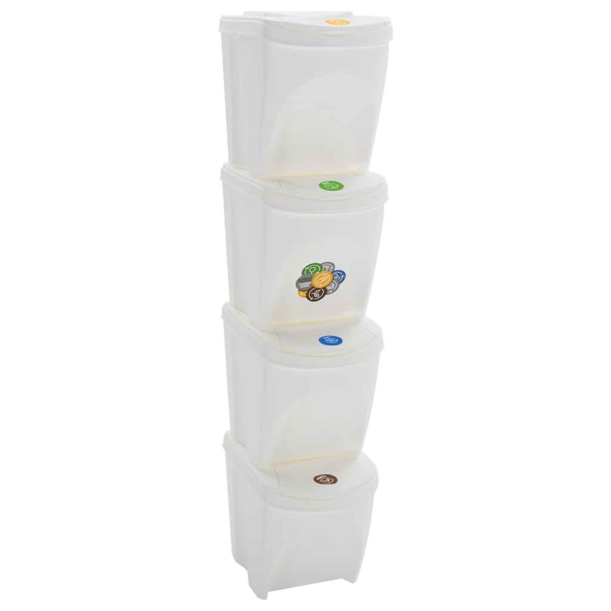 VIDAXL Poubelles a ordures empilables 4 pcs Blanc 100 L Polypropylene