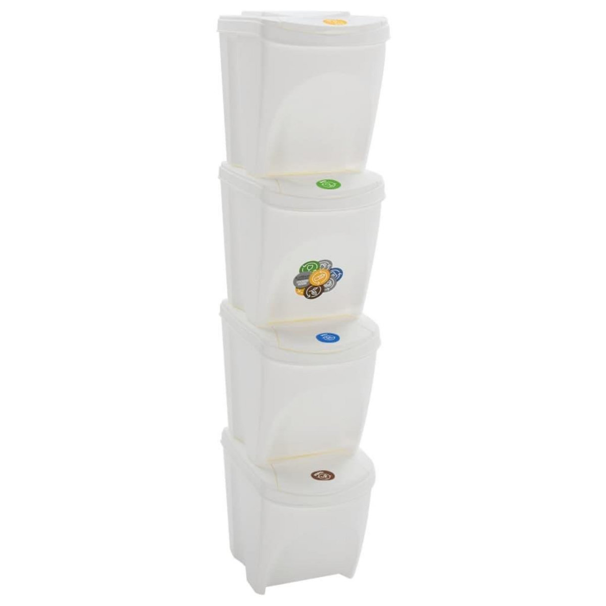 VIDAXL Poubelles a ordures empilables 4 pcs Blanc 100 L Polypropylene