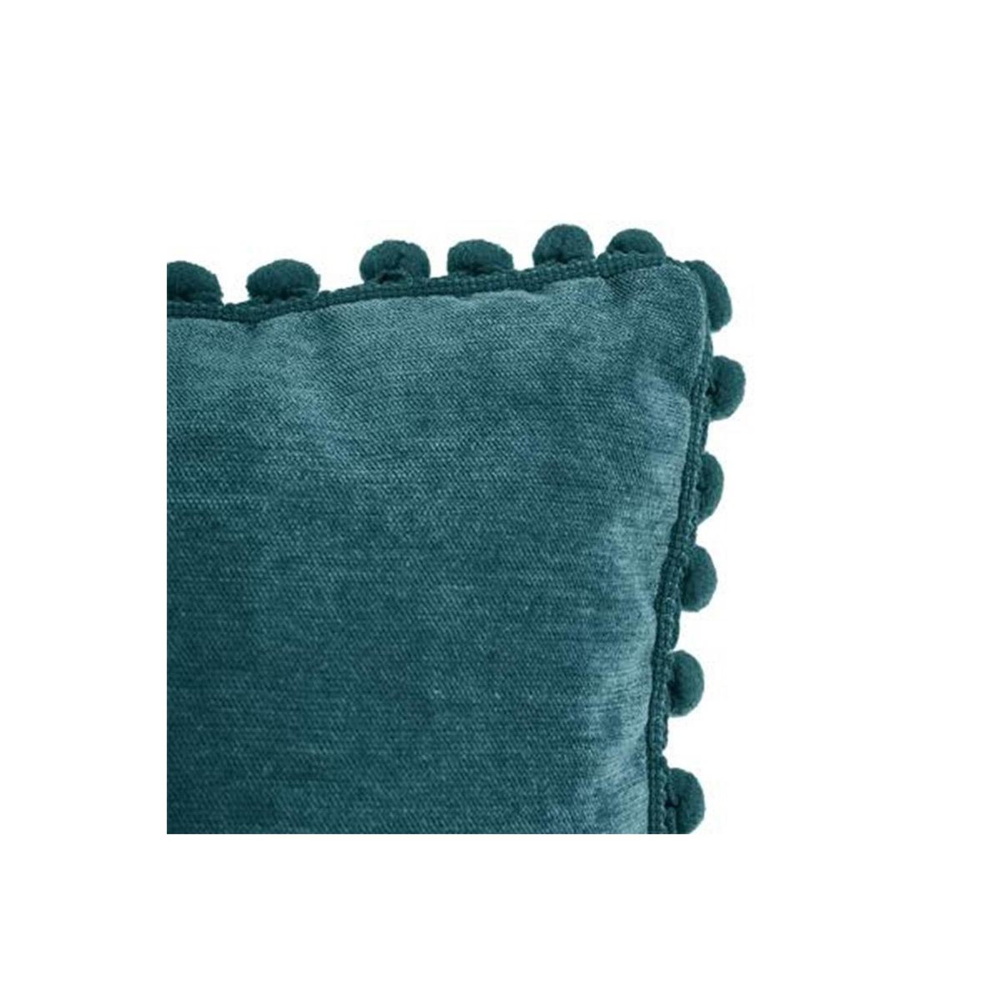 Voir la diapositive 2 : ATMOSPHERA Coussin à pompons  jao  40x40cm bleu canard