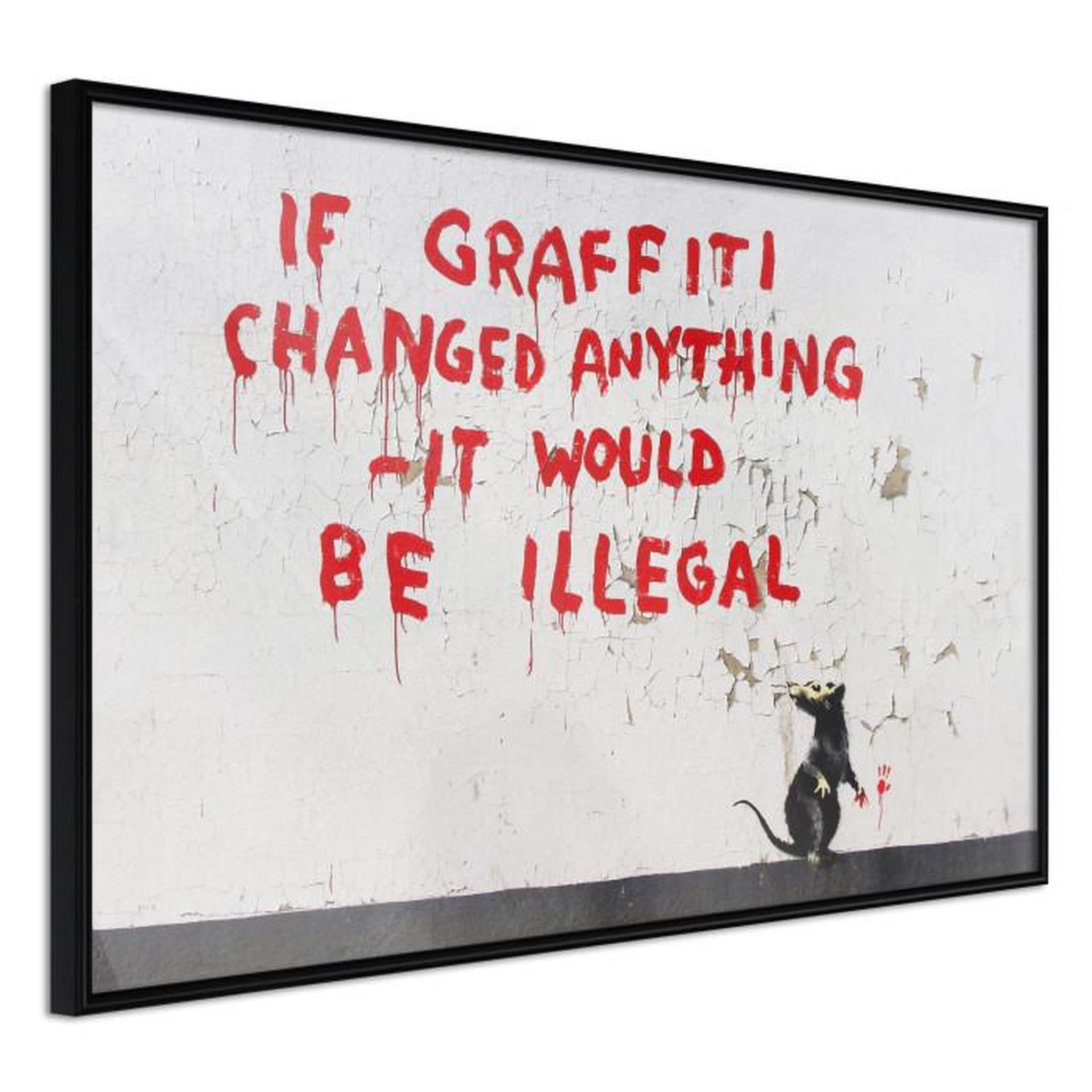 Paris Prix Affiche Murale Encadrée  Banksy If Graffiti Changed Anything. Coloris disponibles : Noir, Jaune
