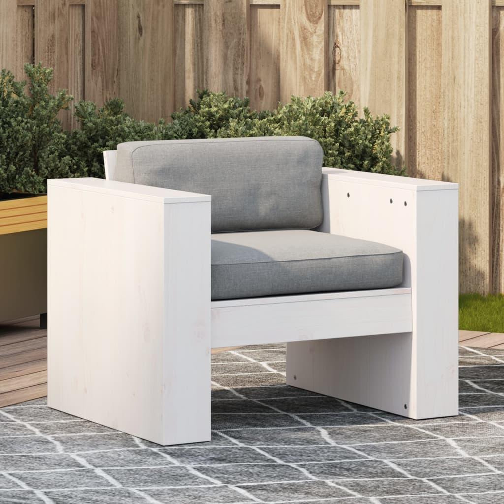 VIDAXL Canape de jardin blanc 79x60x62 cm bois de pin massif