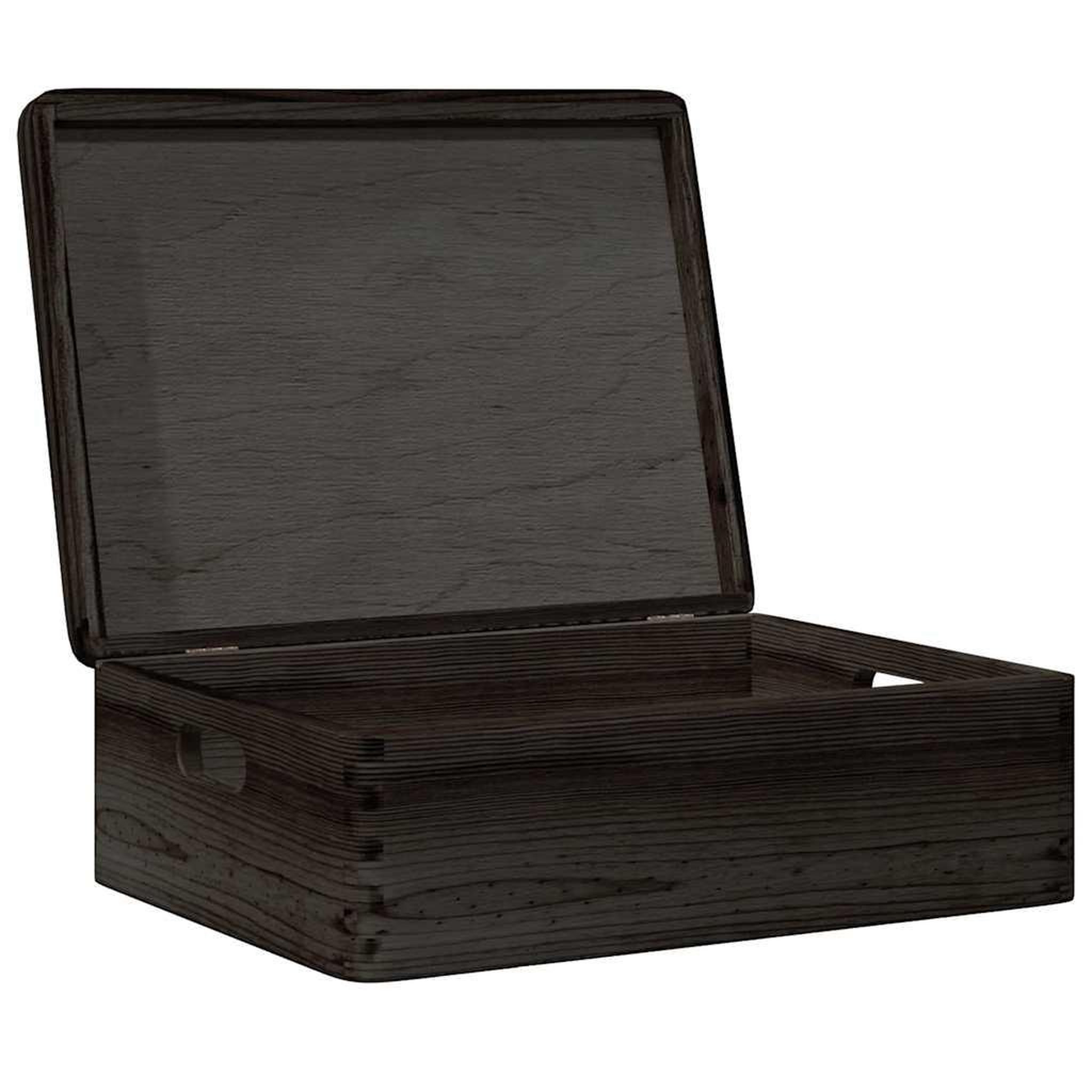 Voir la diapositive 5 : VIDAXL Boîte en bois avec couvercle et poignees noir bois pin massif