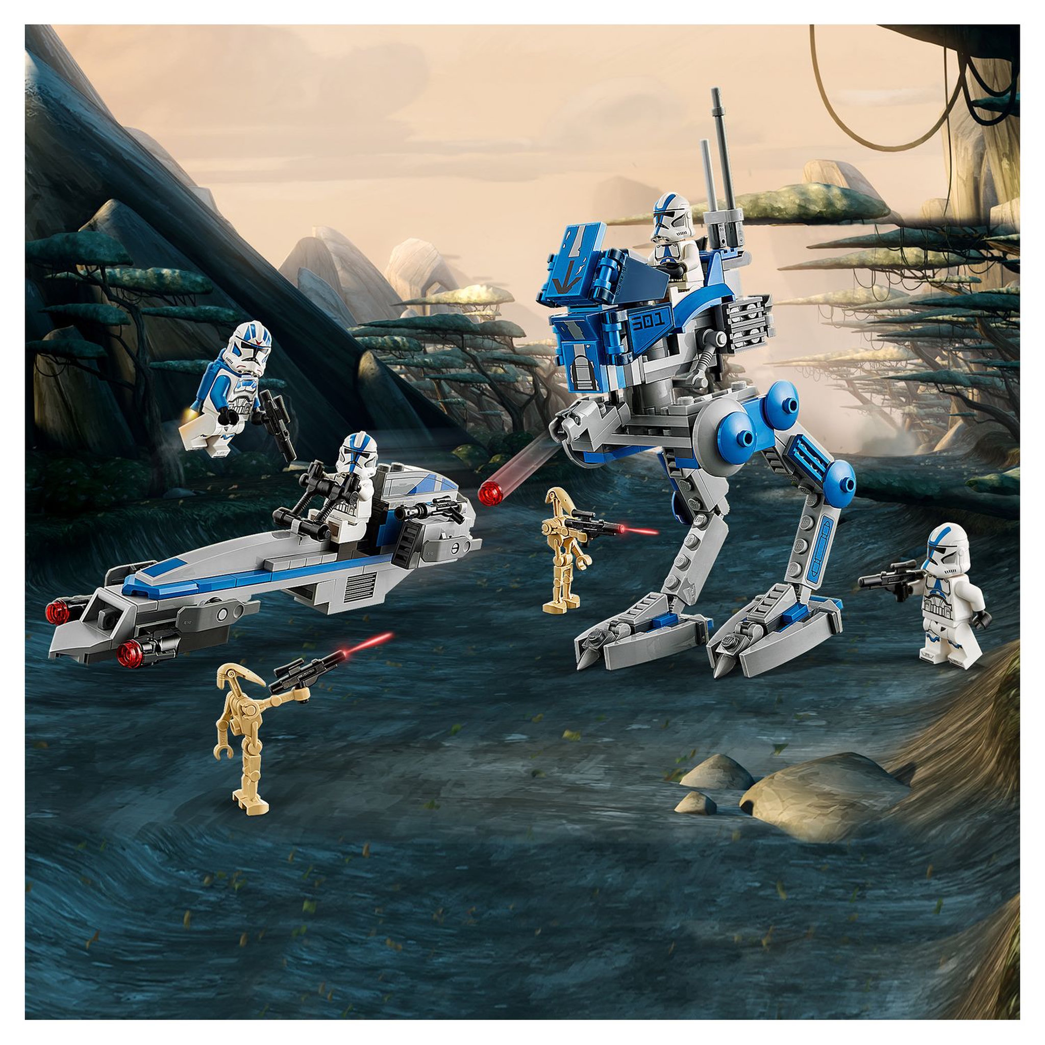 Voir la diapositive 8 : LEGO Star Wars 75280 - Les Clone troopers de la 501ème légion et Marcheur AT-RT