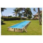 UBBINK Piscine hors sol bois rectangulaire - 350x1550x155cm - Liner Bleu- LINEA