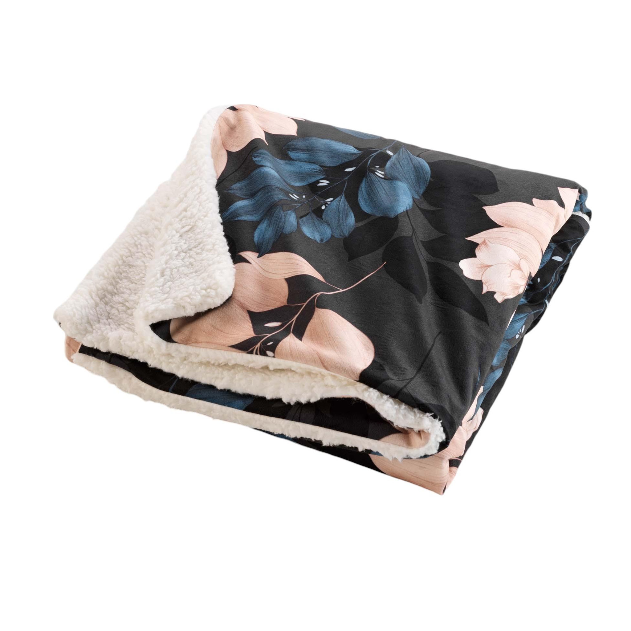 Eden Plaid sherpa 125 x 150 cm belline fleurie bleu