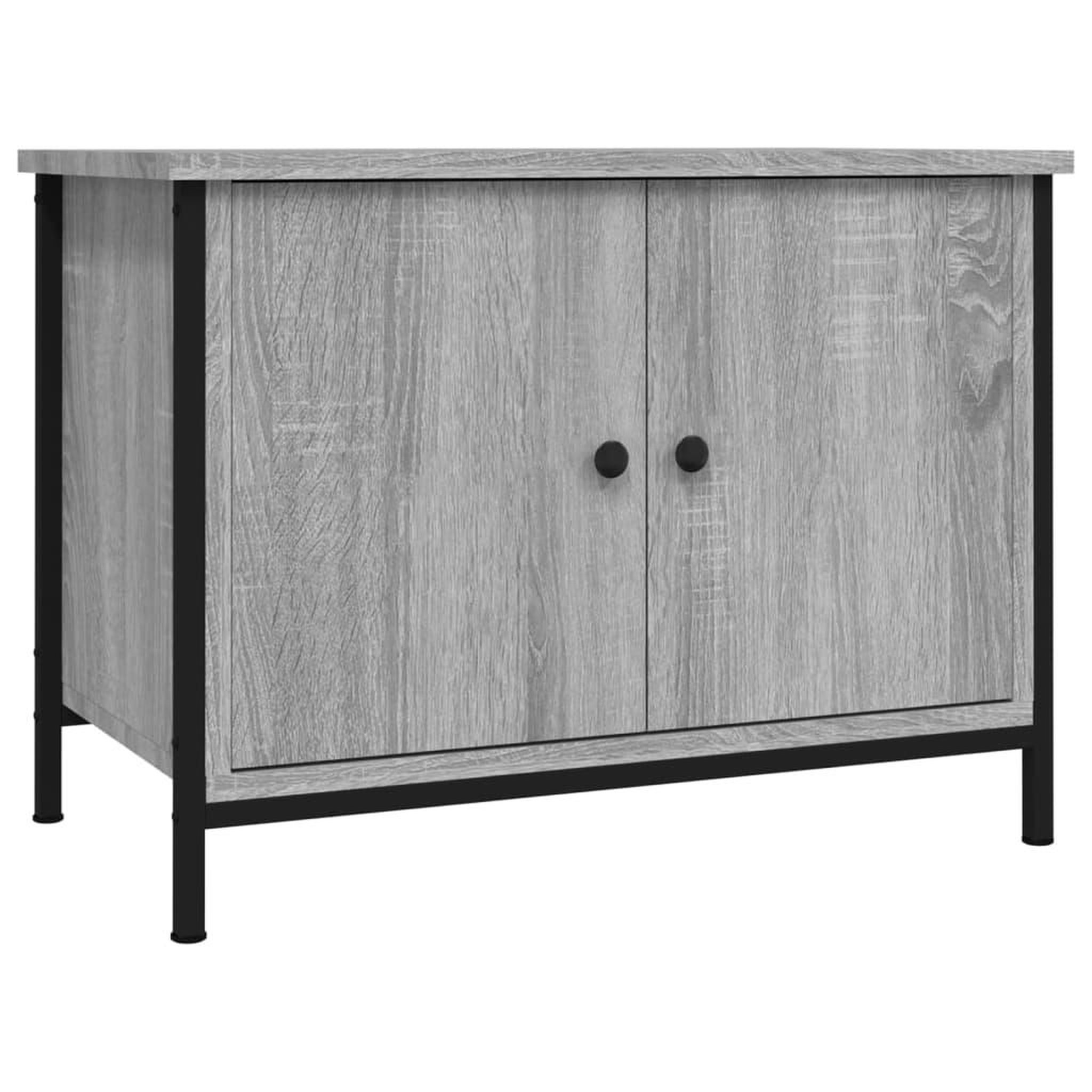Voir la diapositive 2 : VIDAXL Meuble TV avec portes sonoma gris 60x35x45 cm bois d'ingenierie