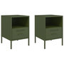 Voir la diapositive 2 : VIDAXL Tables de chevet 2 pcs vert olive 36x39x50,5 cm acier