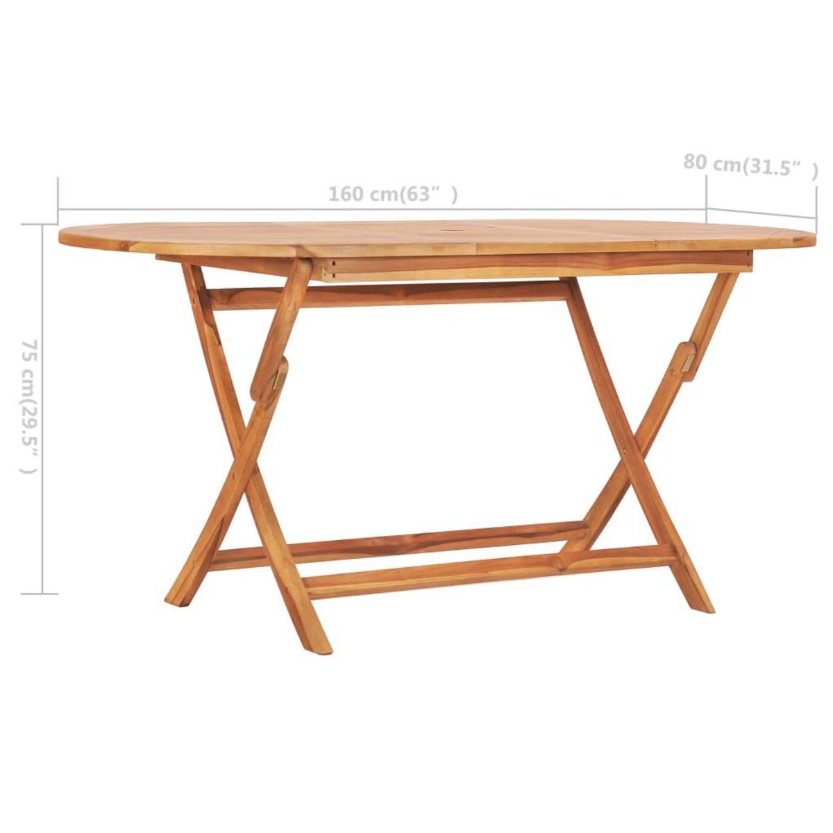 VIDAXL Table pliable de jardin 160x80x75 cm Bois de teck solide