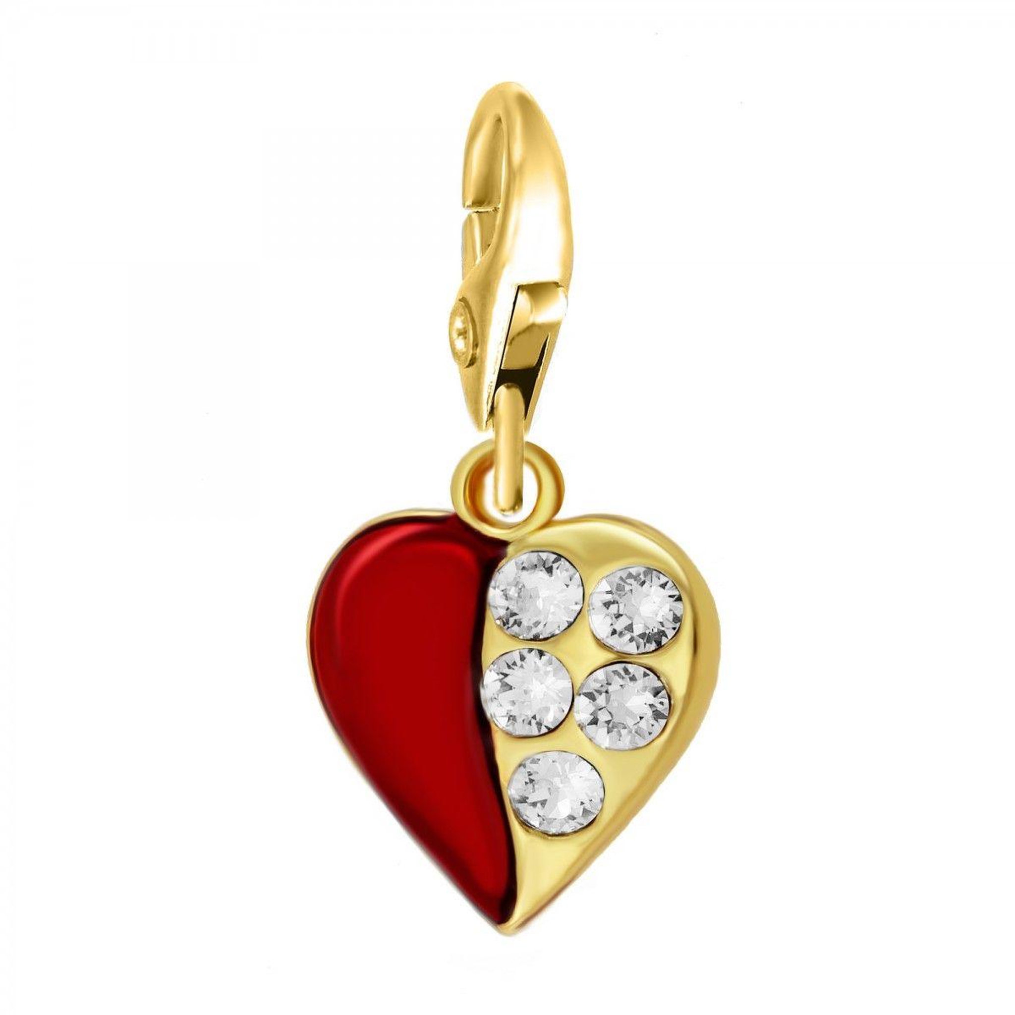 SC CRYSTAL Charm coeur rouge SC Crystal orné de Cristaux scintillants