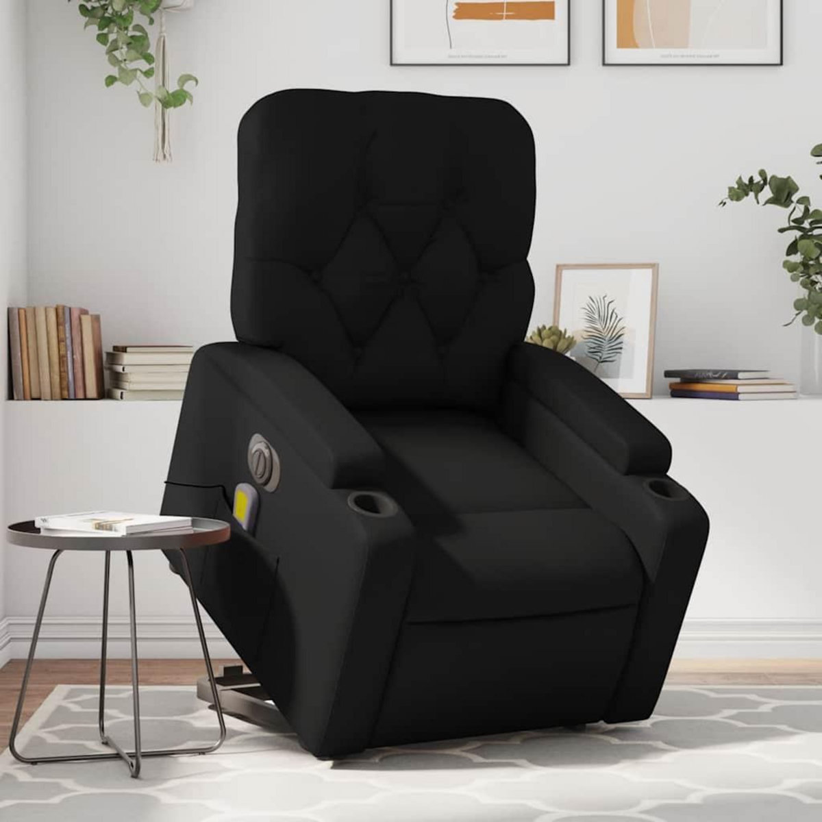 VIDAXL Fauteuil inclinable de massage electrique noir similicuir