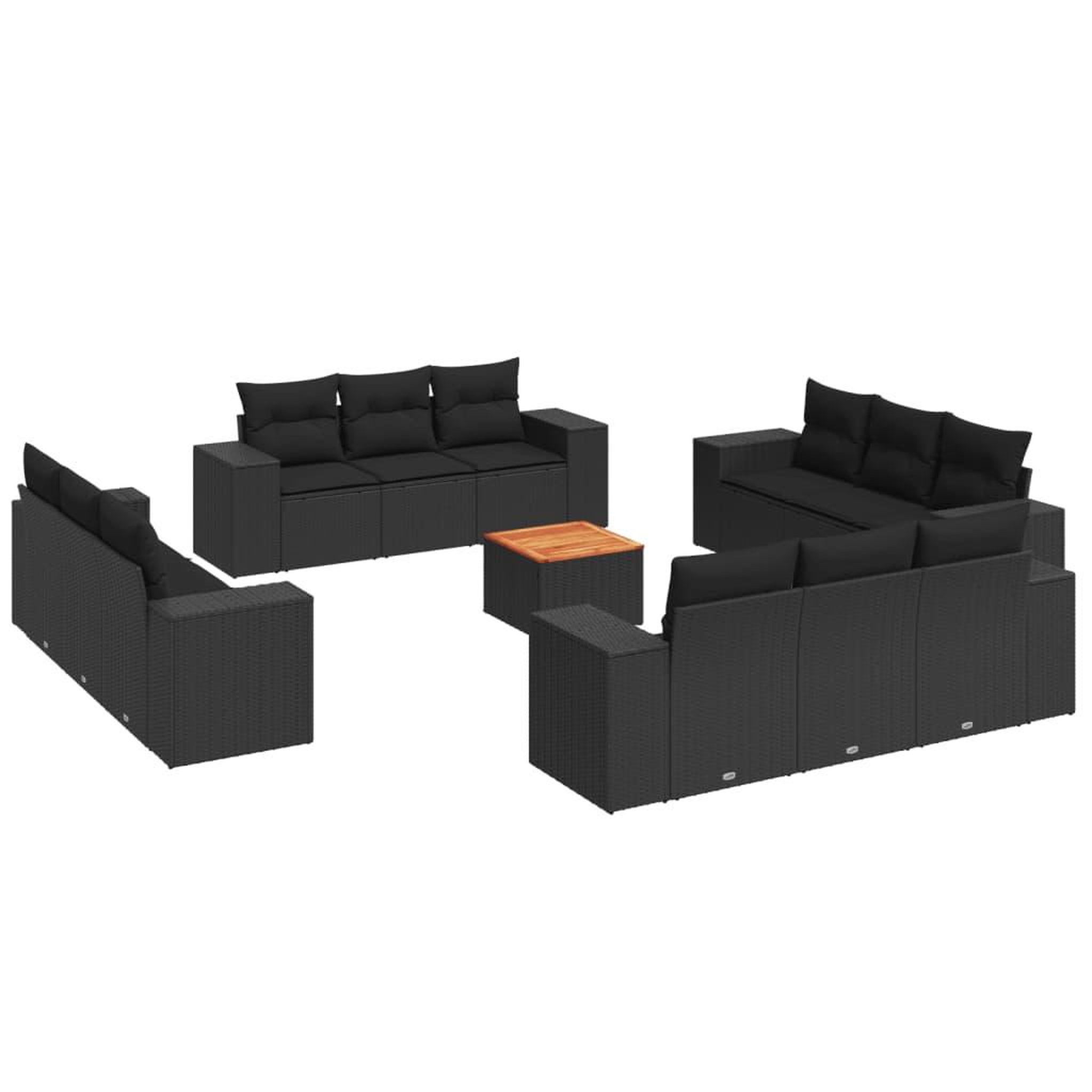 Voir la diapositive 2 : VIDAXL Salon de jardin avec coussins 13 pcs noir resine tressee