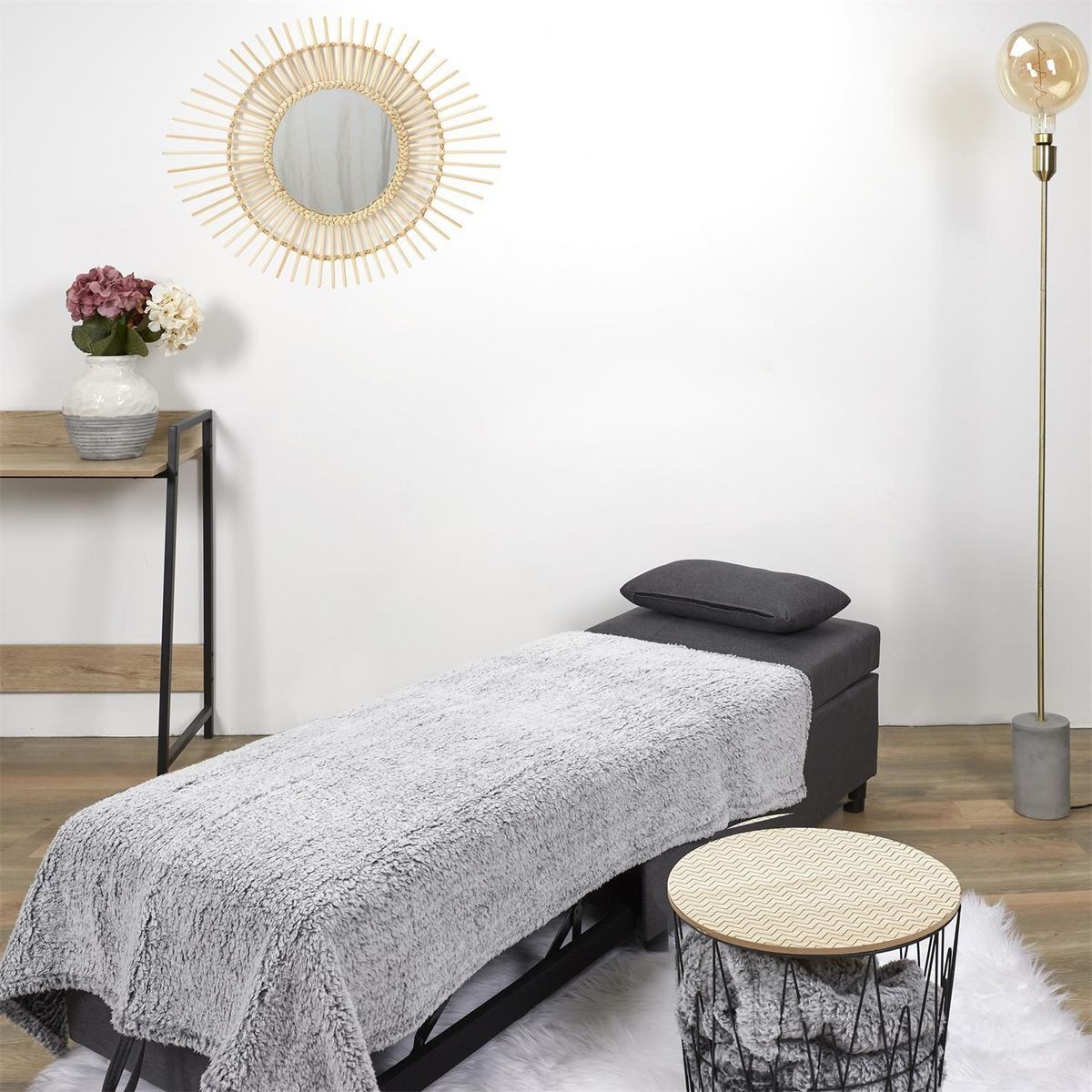 The Home Deco Factory Fauteuil convertible MALMO - Gris foncé