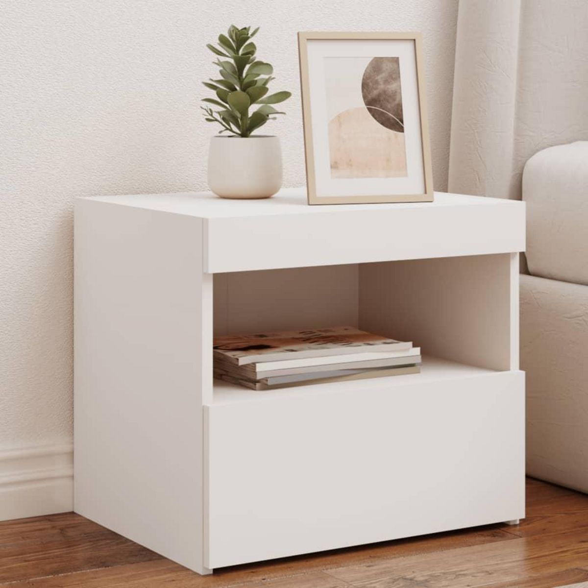 VIDAXL Table de chevet avec lumieres LED blanc 50x40x45 cm