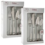 TOILINUX Lot de 2 Ménagères Orba - 48 couverts - en Acier Inoxydable - Argent