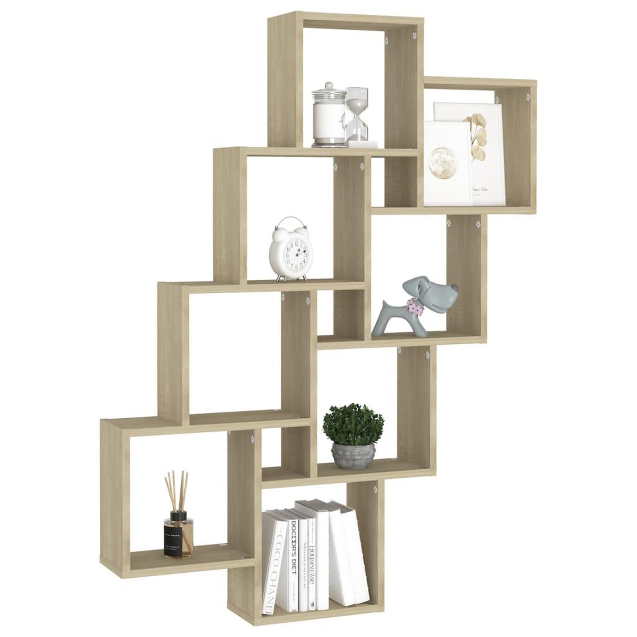 Voir la diapositive 3 : VIDAXL Etagere murale cube Chene sonoma 90x15x119 cm Bois d'ingenierie