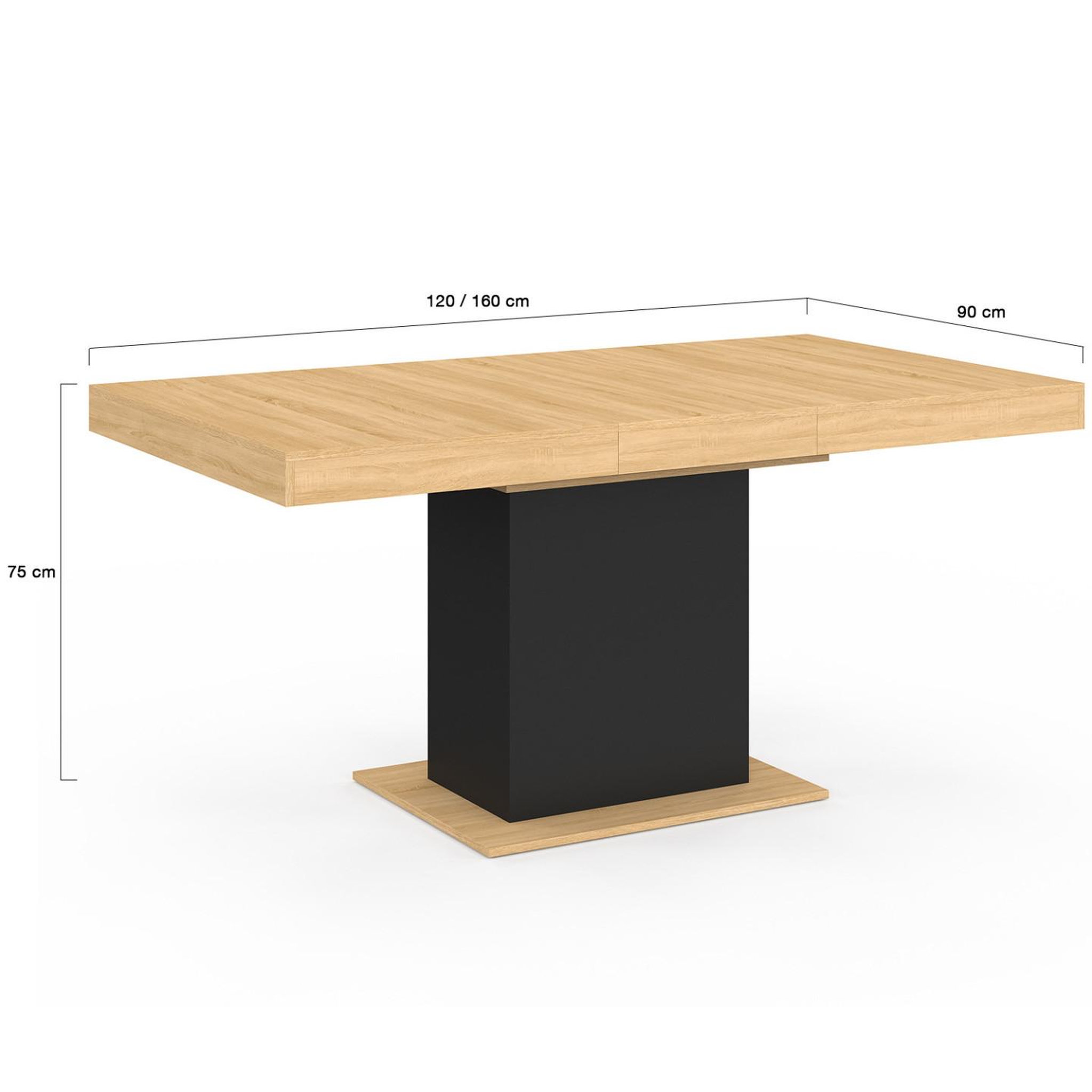 Voir la diapositive 5 : ID MARKET Table à manger extensible rectangle eden 4-6 personnes bois et noir 120-160 cm