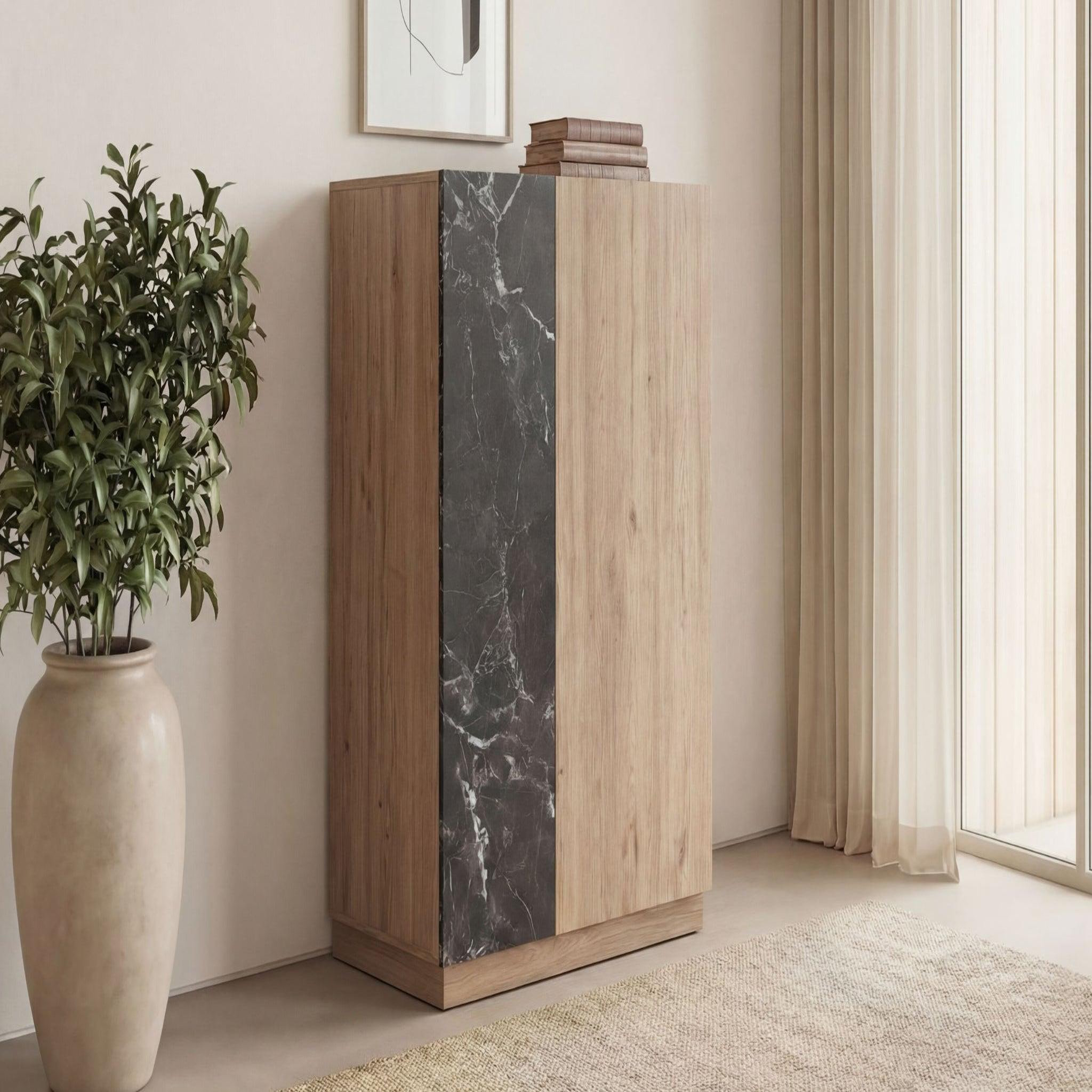 Voir la diapositive 3 : CASANOVA PARIS Auren - commode 2 portes 90cm en mélamine - chêne clair